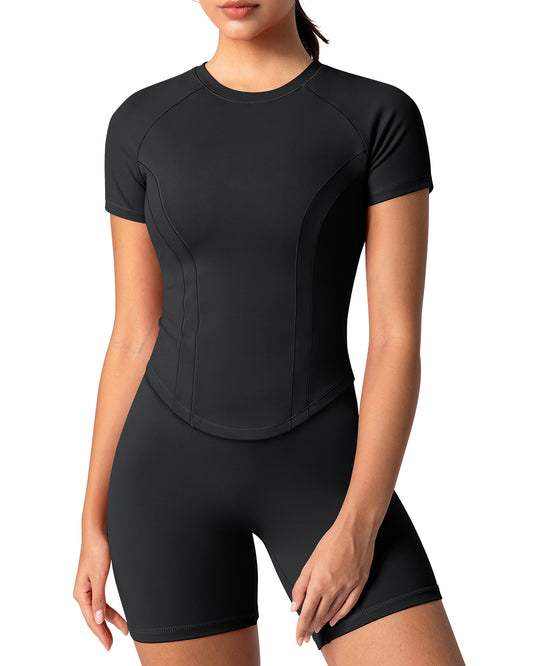 Bareluxe Short Sleeve Workout Crop Tops for Women T Shirt 261805