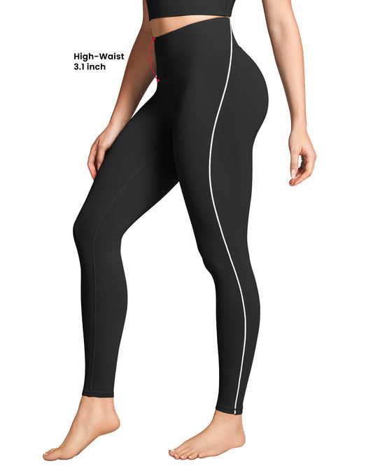 Contrast Stitching Waisted Leggings for Women 254004