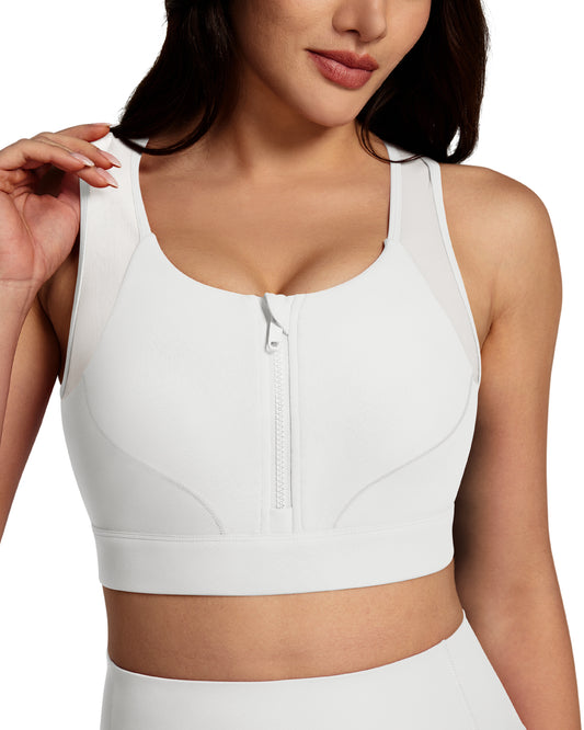 BareLuxe Medium Support Front Zipper Sports Bra 252208