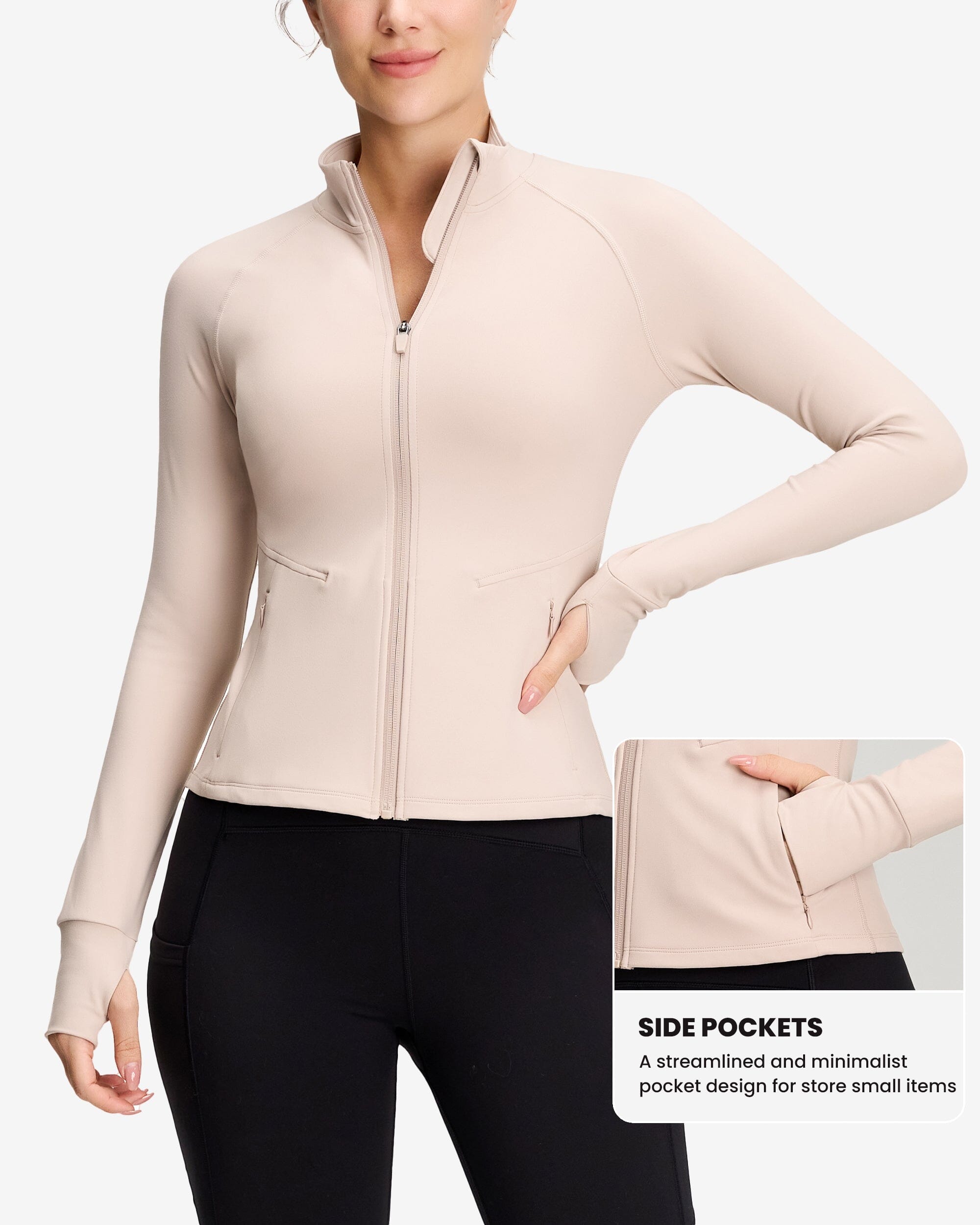 Cropped Full Zip Jacket With Pockets