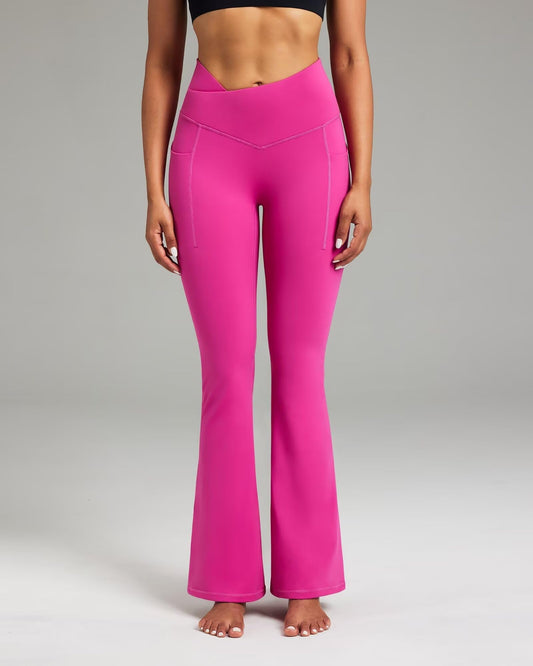 Cross Waist Flare Leggings 240404