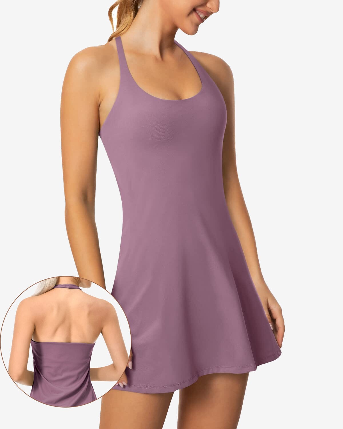 Tennis Dresses for Women Halter Neck Workout Dress with Built in Shor Tennis Dresses for Women Halter Neck Workout Dress with Built in Shor