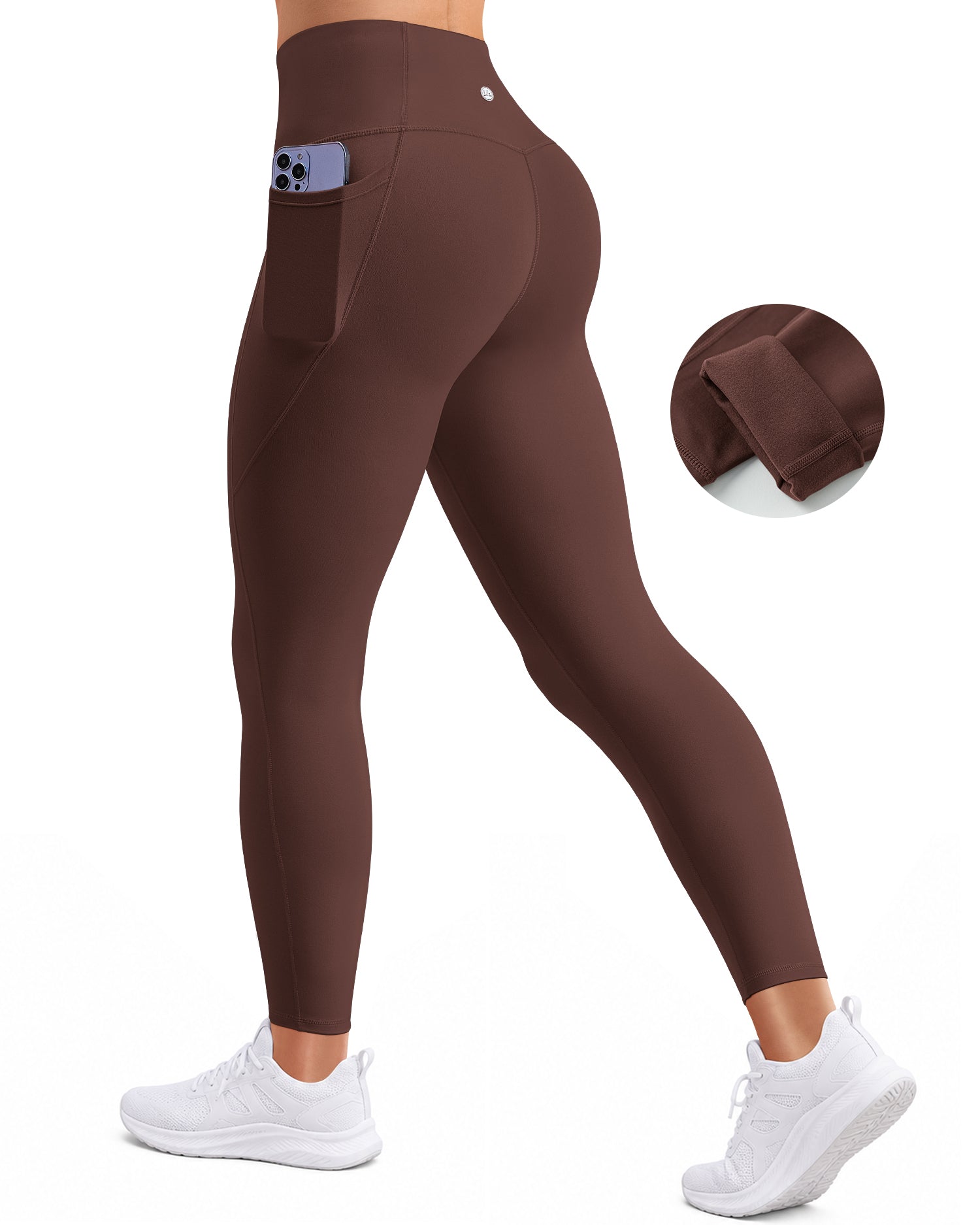 Fleece Lined Leggings for Women with Pockets No Front Seam High Waist 25" 257104
