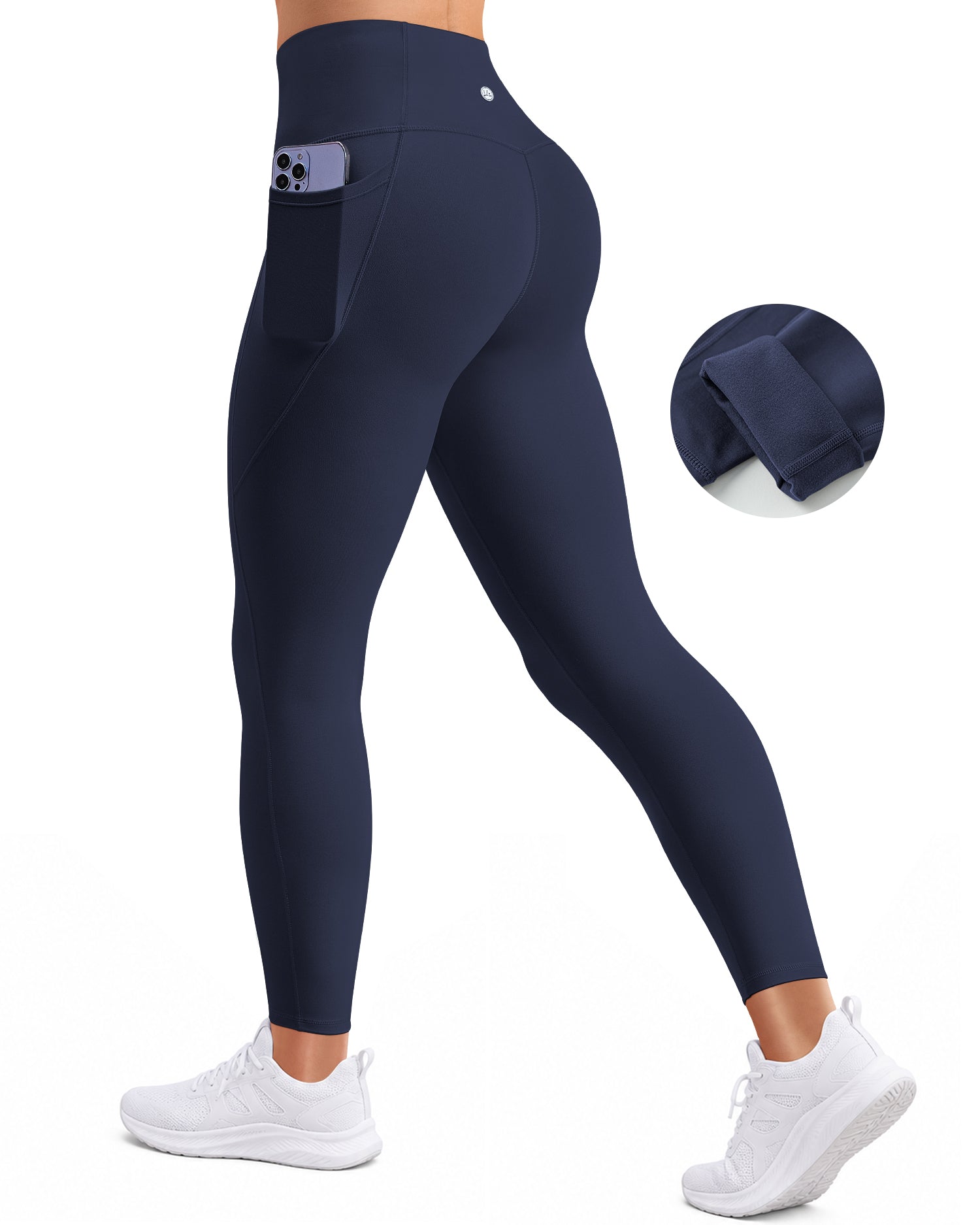 Fleece Lined Leggings for Women with Pockets No Front Seam High Waist 25" 257104