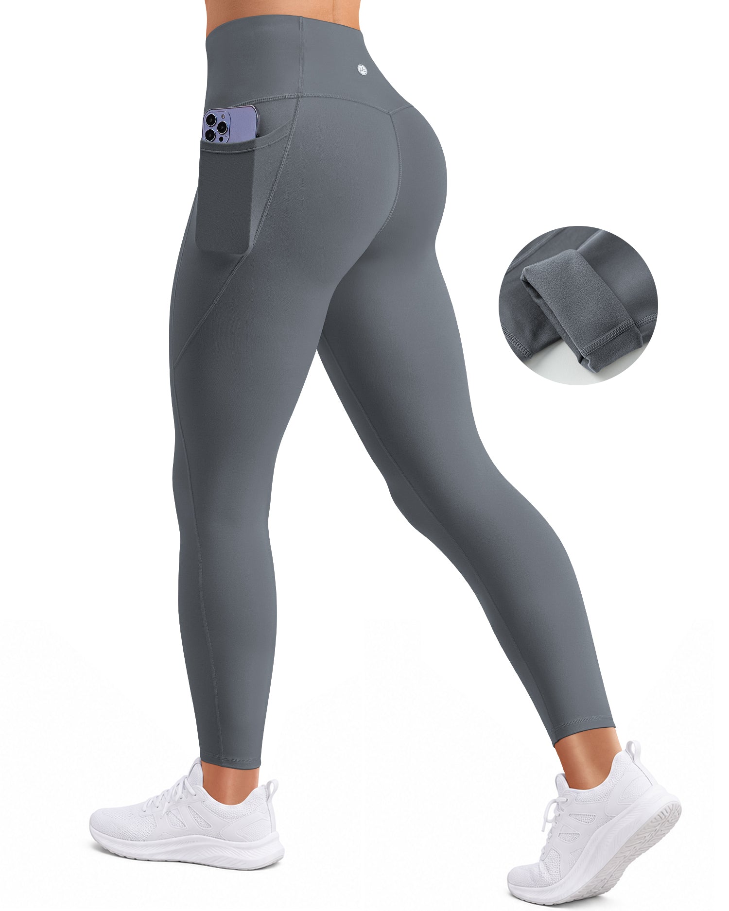 Fleece Lined Leggings for Women with Pockets No Front Seam High Waist 25" 257104