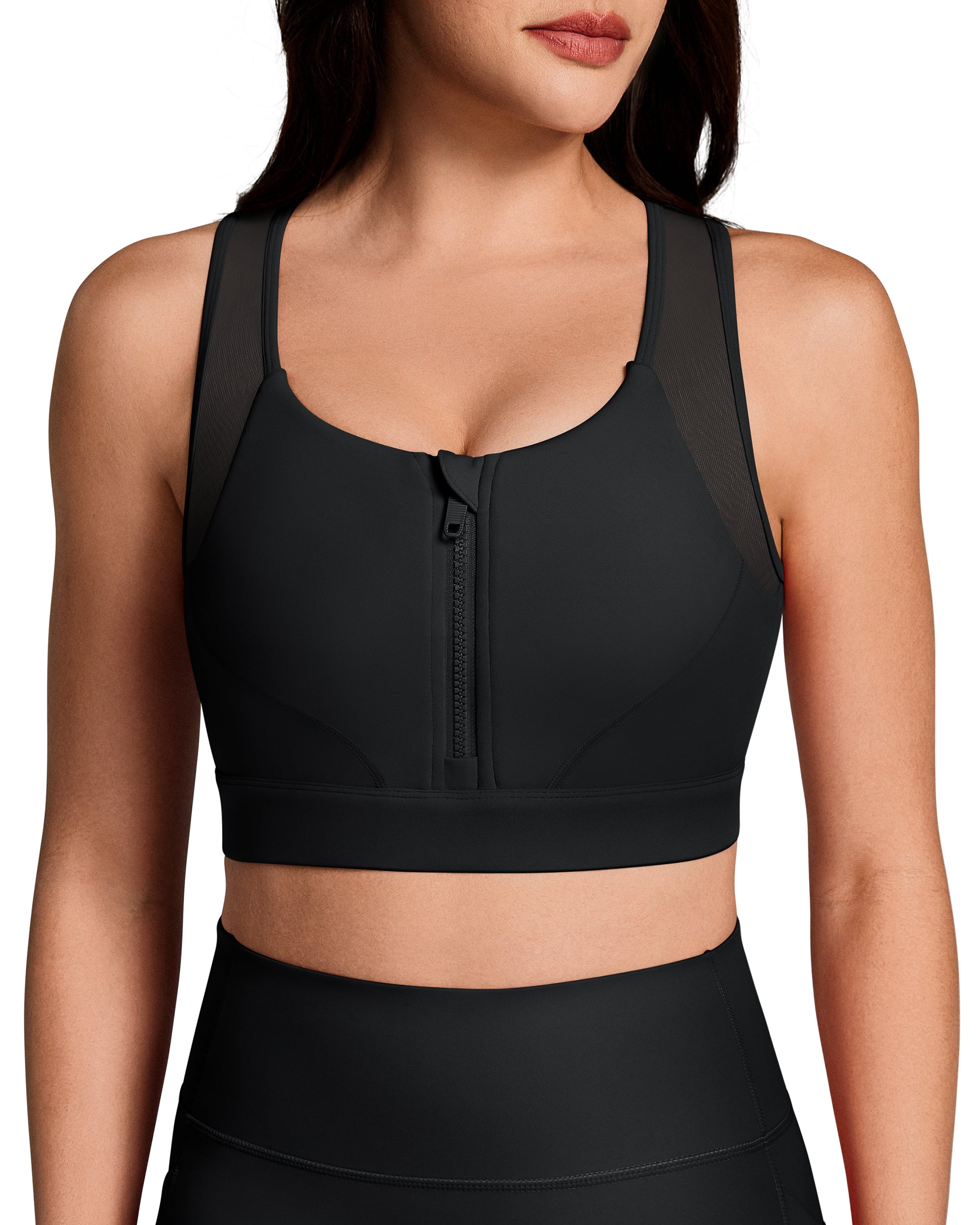 BareLuxe Medium Support Front Zipper Sports Bra  252208