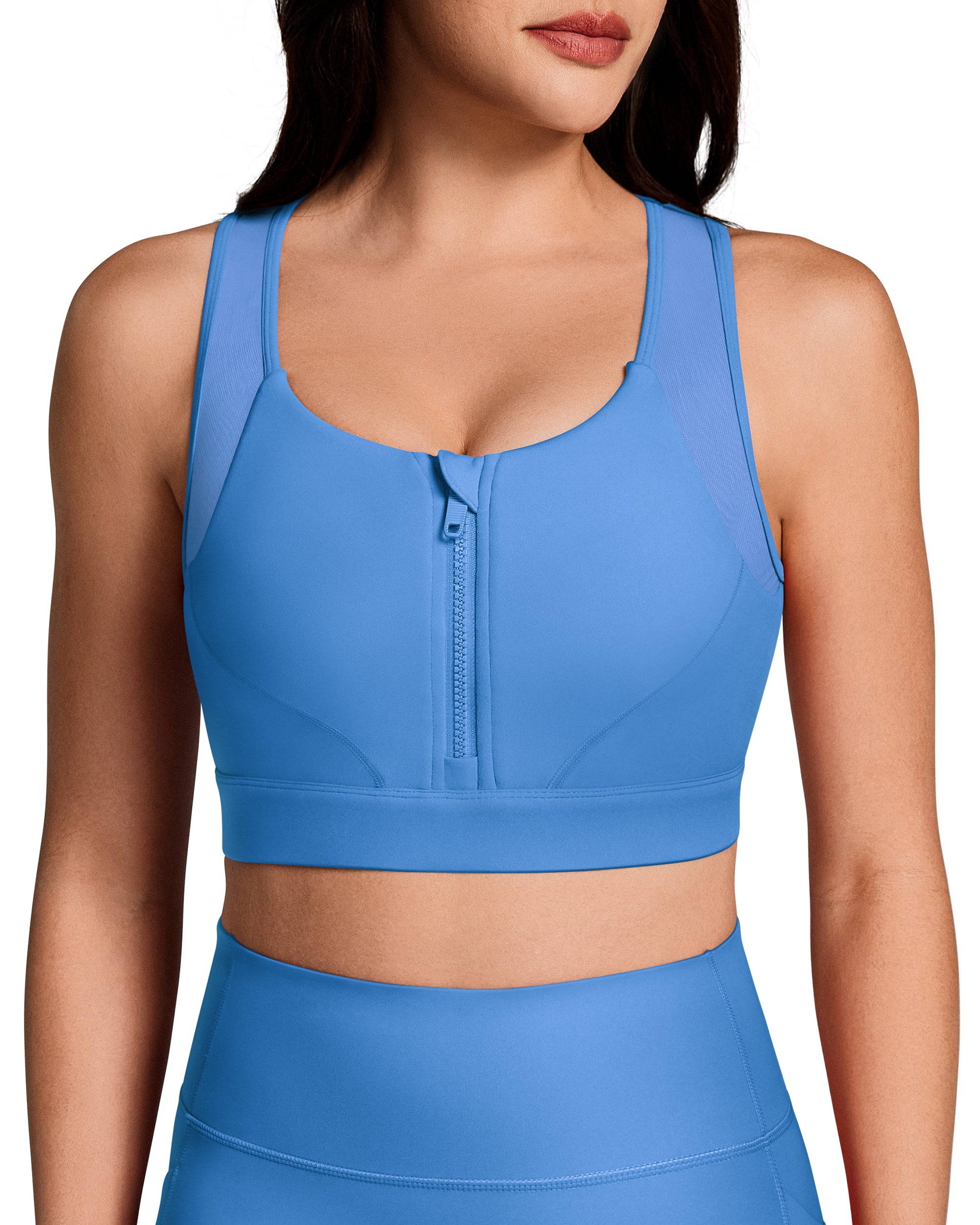 BareLuxe Medium Support Front Zipper Sports Bra  252208