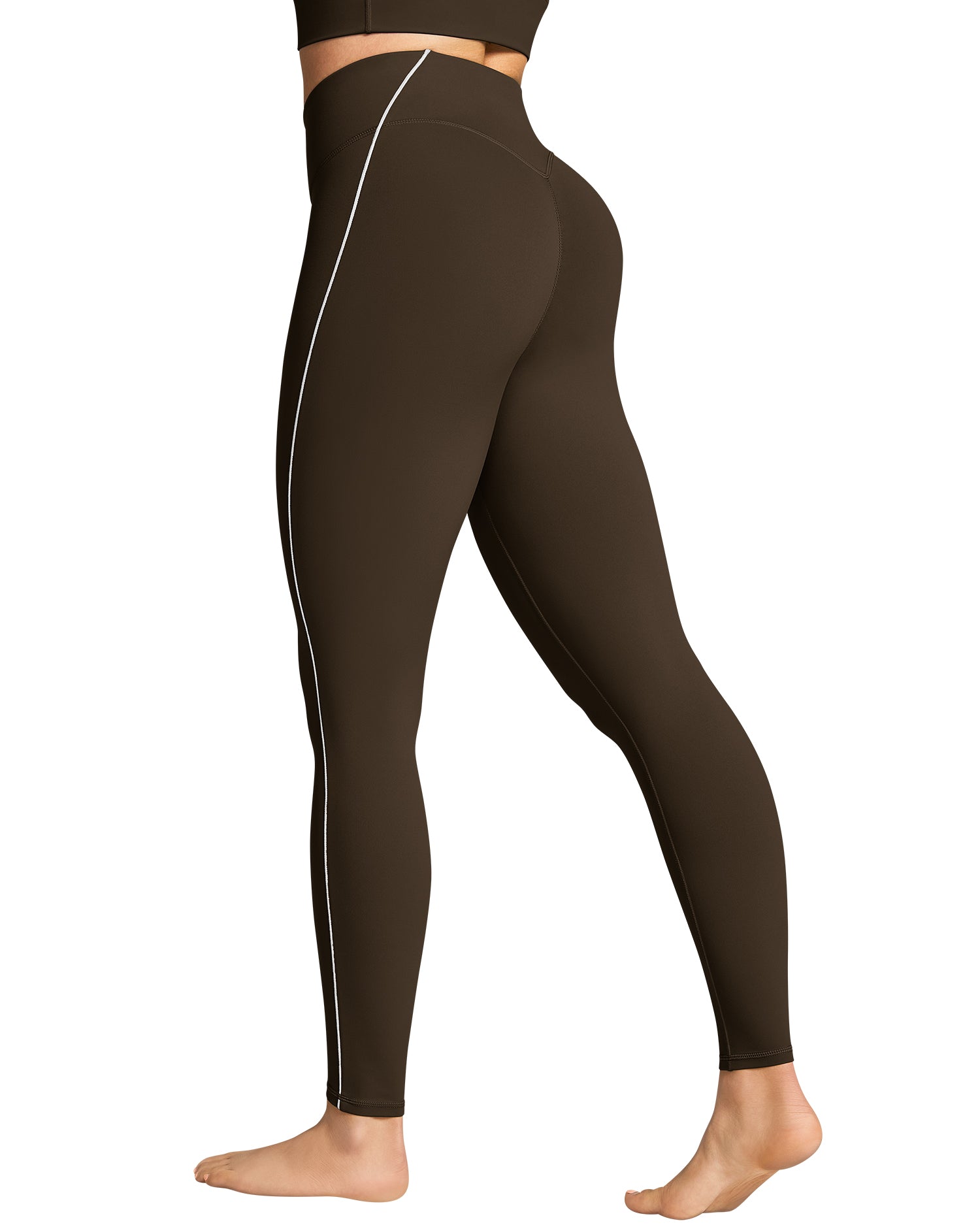 Contrast Stitching Waisted Leggings for Women 254004