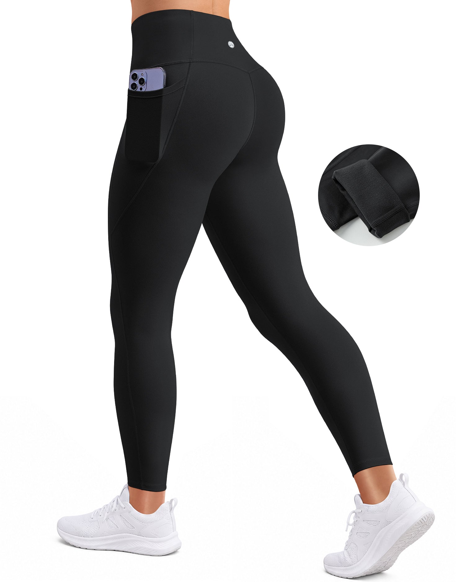 Fleece Lined Leggings for Women with Pockets No Front Seam High Waist 25" 257104