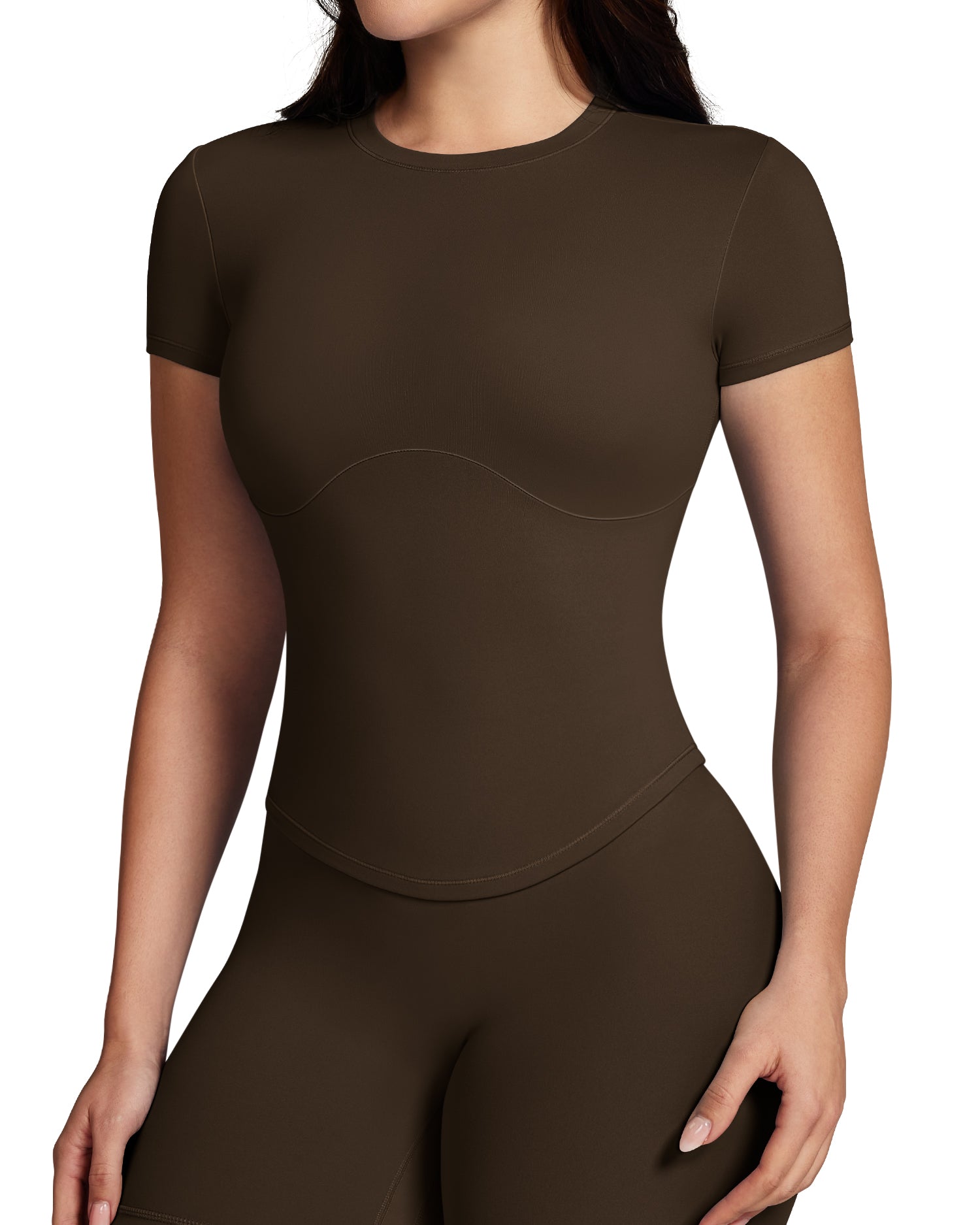 BareLuxe Short Sleeve Workout T Shirt for Women 251205