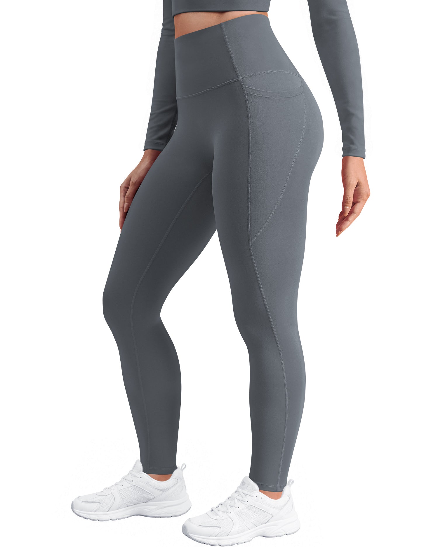 Fleece Lined Leggings for Women with Pockets No Front Seam High Waist 25" 257104
