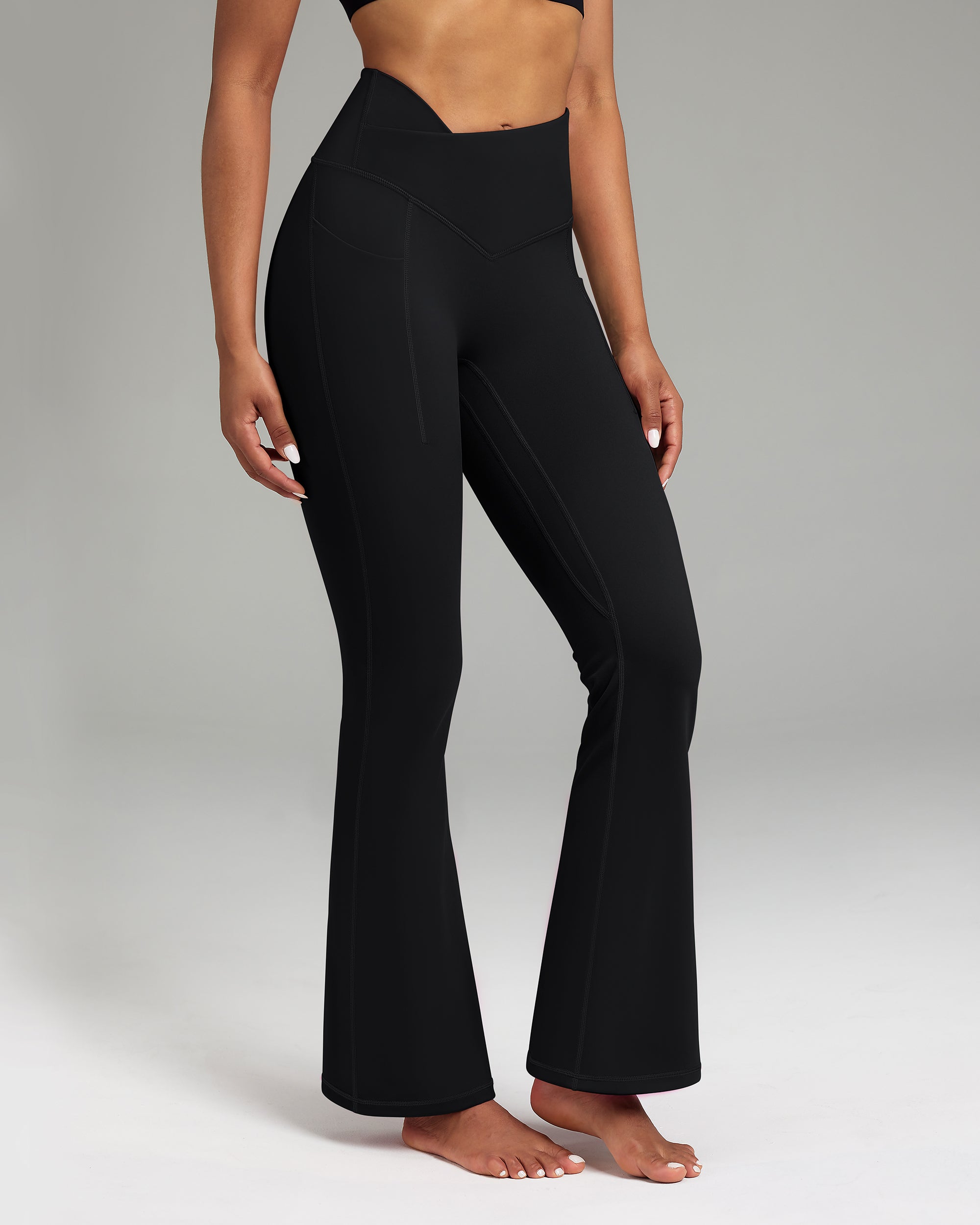 Cross Waist Flare Leggings 240404