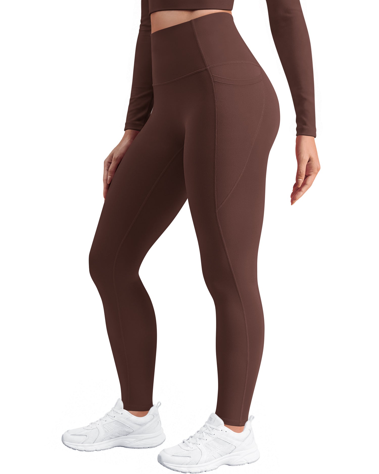 Fleece Lined Leggings for Women with Pockets No Front Seam High Waist 25" 257104