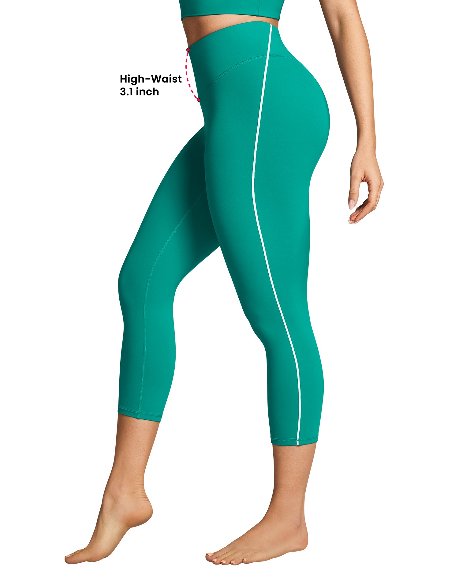 19"  Contrast Stitching Capri Leggings for Women 255804