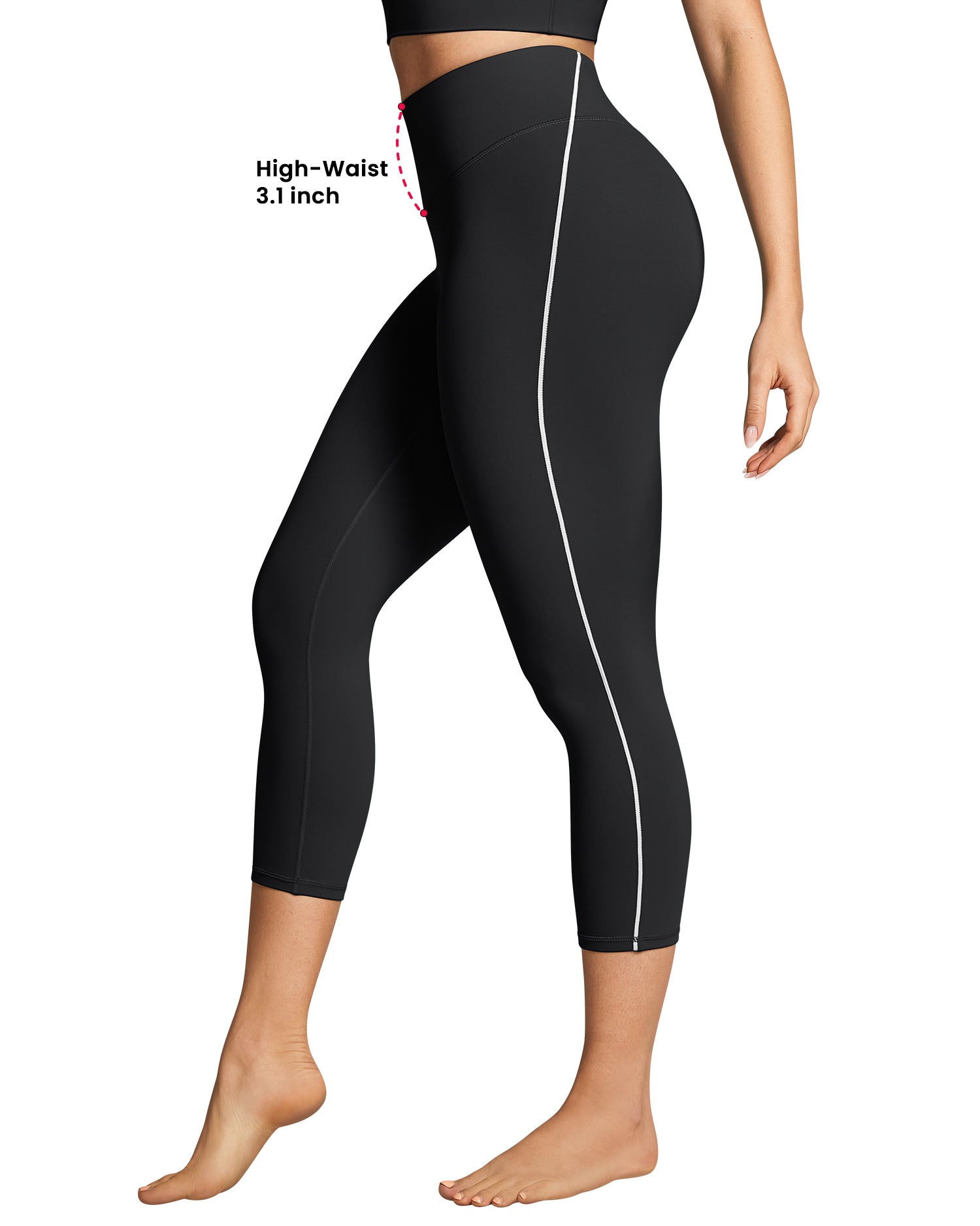 19"  Contrast Stitching Capri Leggings for Women 255804
