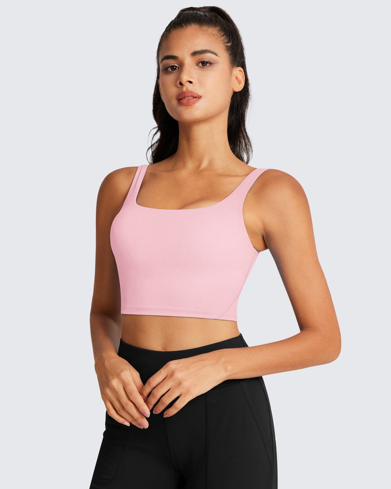 Buy Longline Sports Bras for Women High Impact Full Coverage Cute Sports Bra  for Yoga Gym Padded Crop Workout Tank Tops at