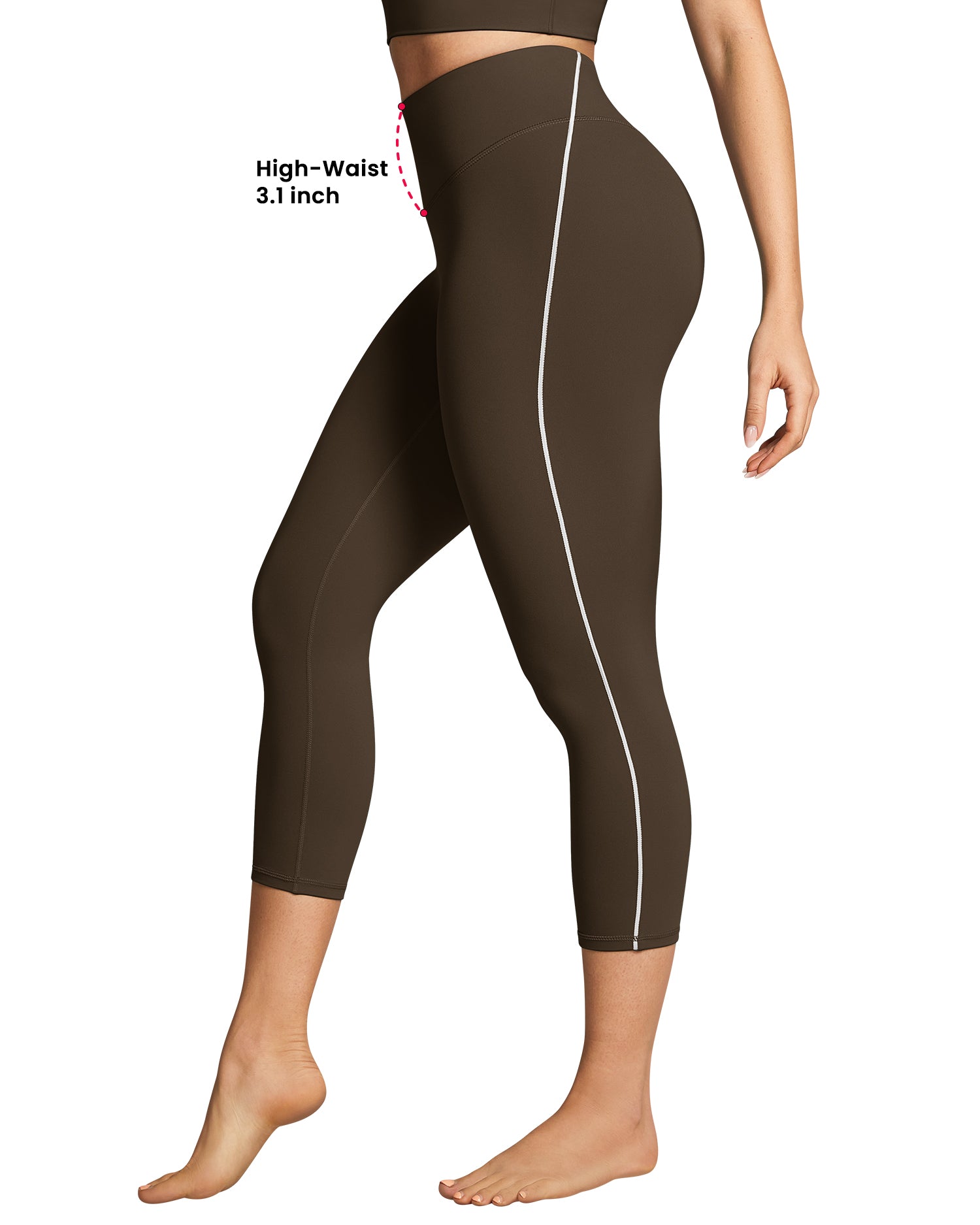 19"  Contrast Stitching Capri Leggings for Women 255804