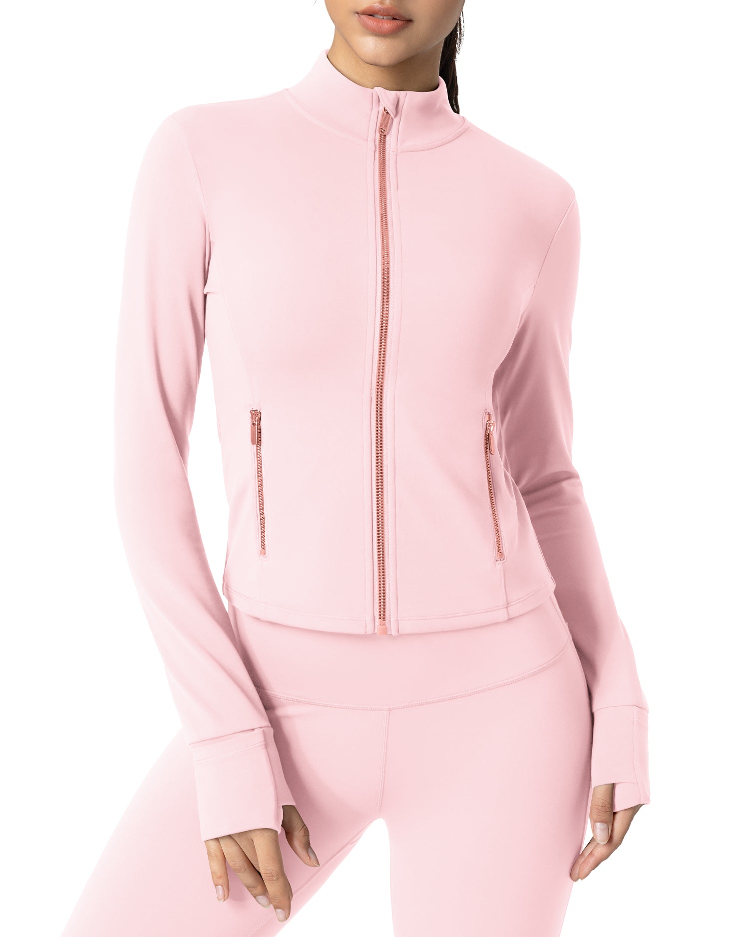 Bareluxe Golden Zipper Workout Jacket for Women with Pockets 257703