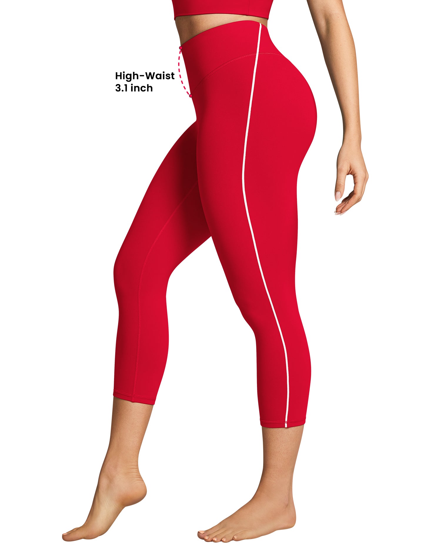 19"  Contrast Stitching Capri Leggings for Women 255804