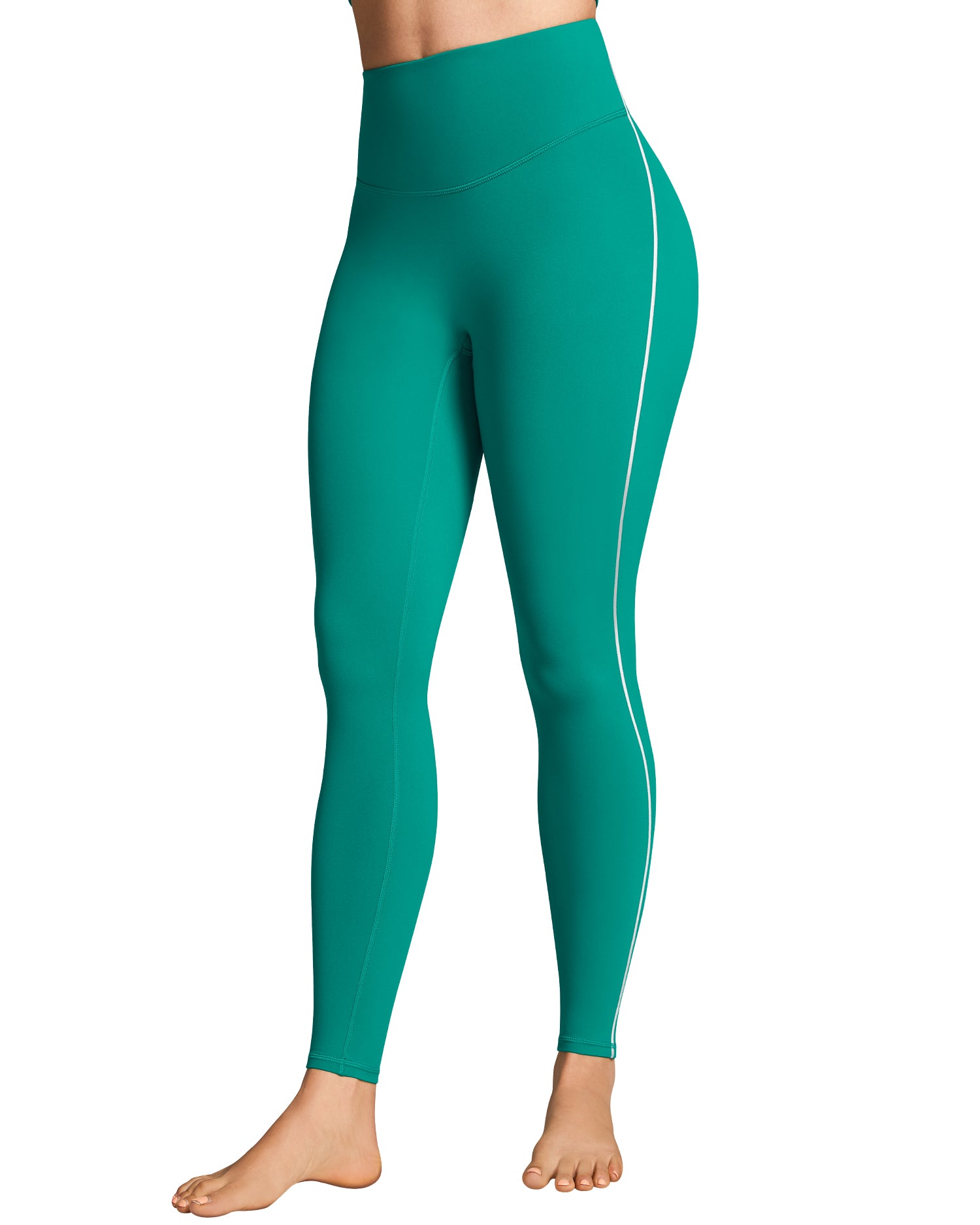 Contrast Stitching Waisted Leggings for Women 254004
