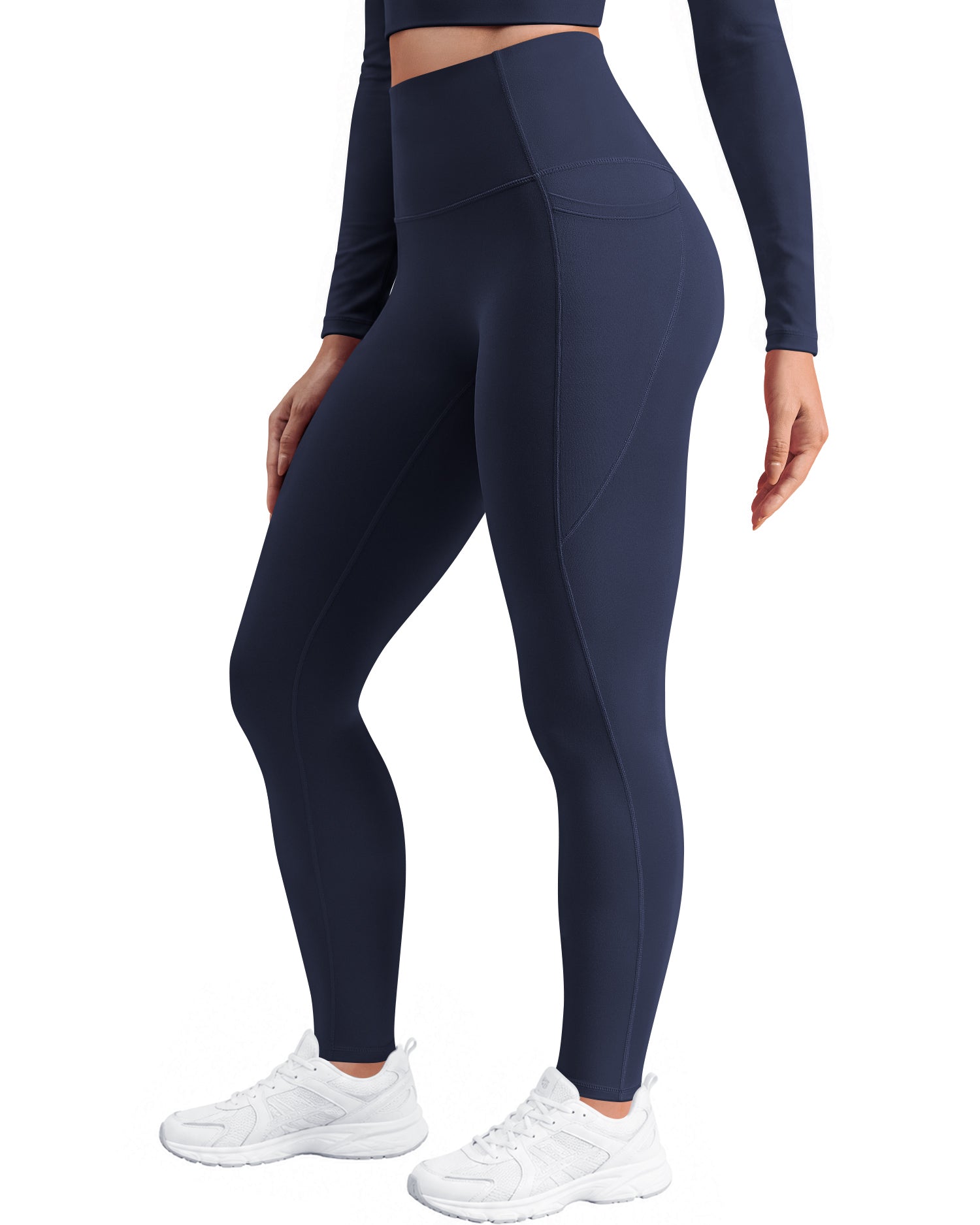Fleece Lined Leggings for Women with Pockets No Front Seam High Waist 25" 257104