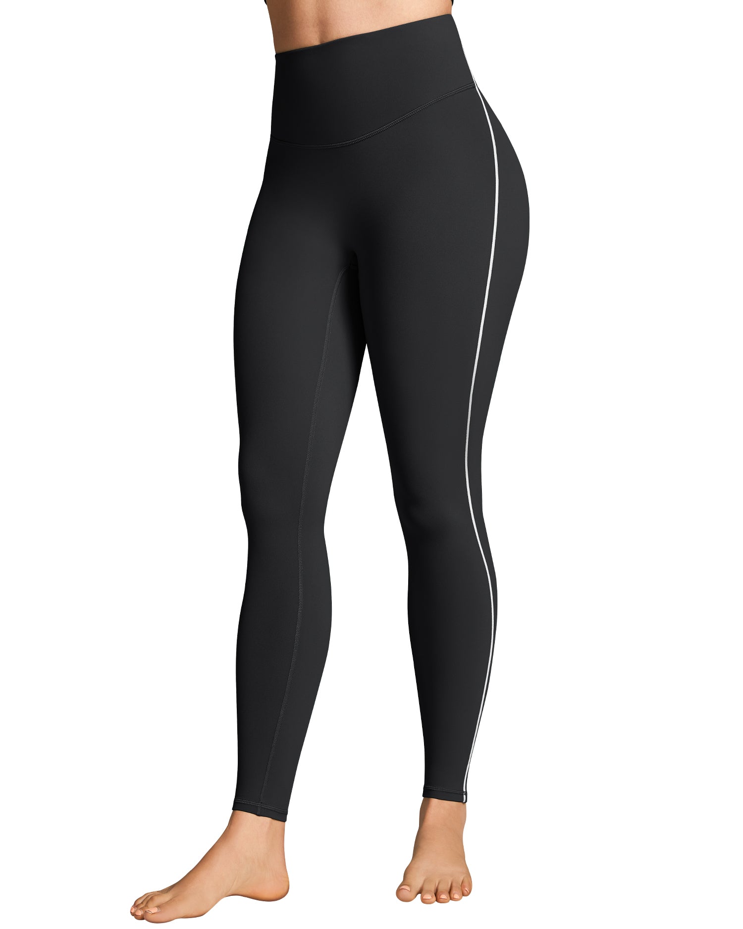 Contrast Stitching Waisted Leggings for Women 254004