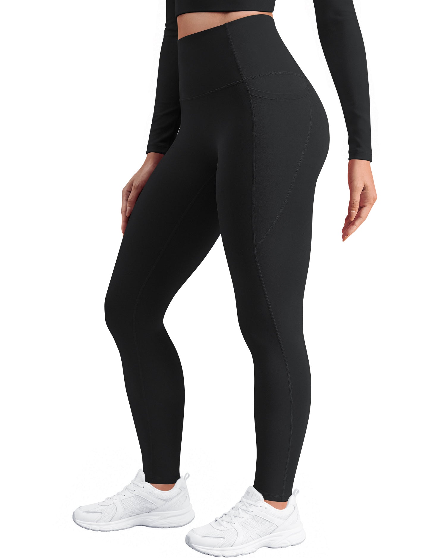 Fleece Lined Leggings for Women with Pockets No Front Seam High Waist 25" 257104