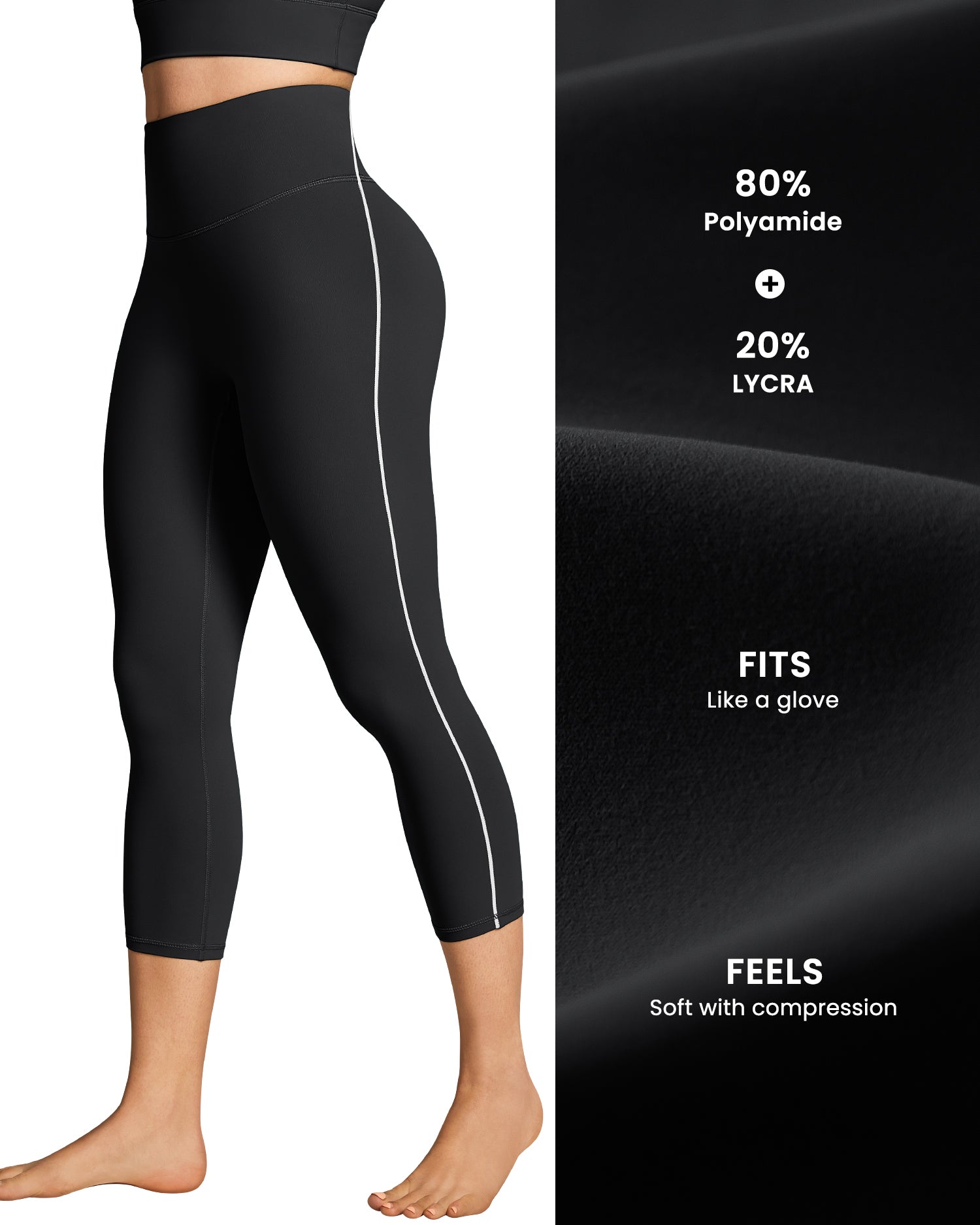 19"  Contrast Stitching Capri Leggings for Women 255804