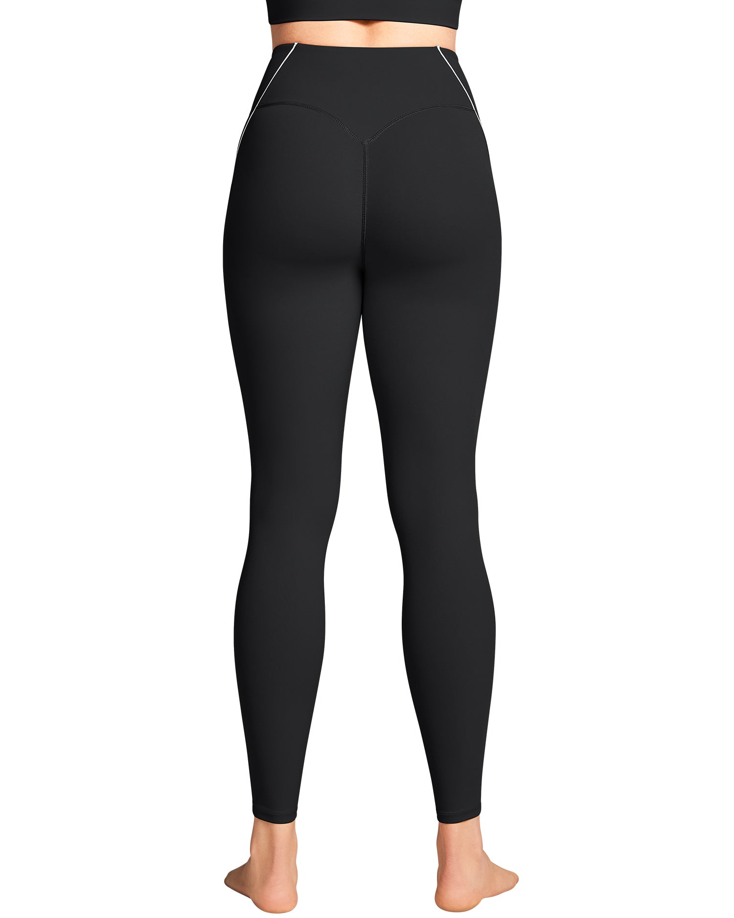 Contrast Stitching Waisted Leggings for Women 254004