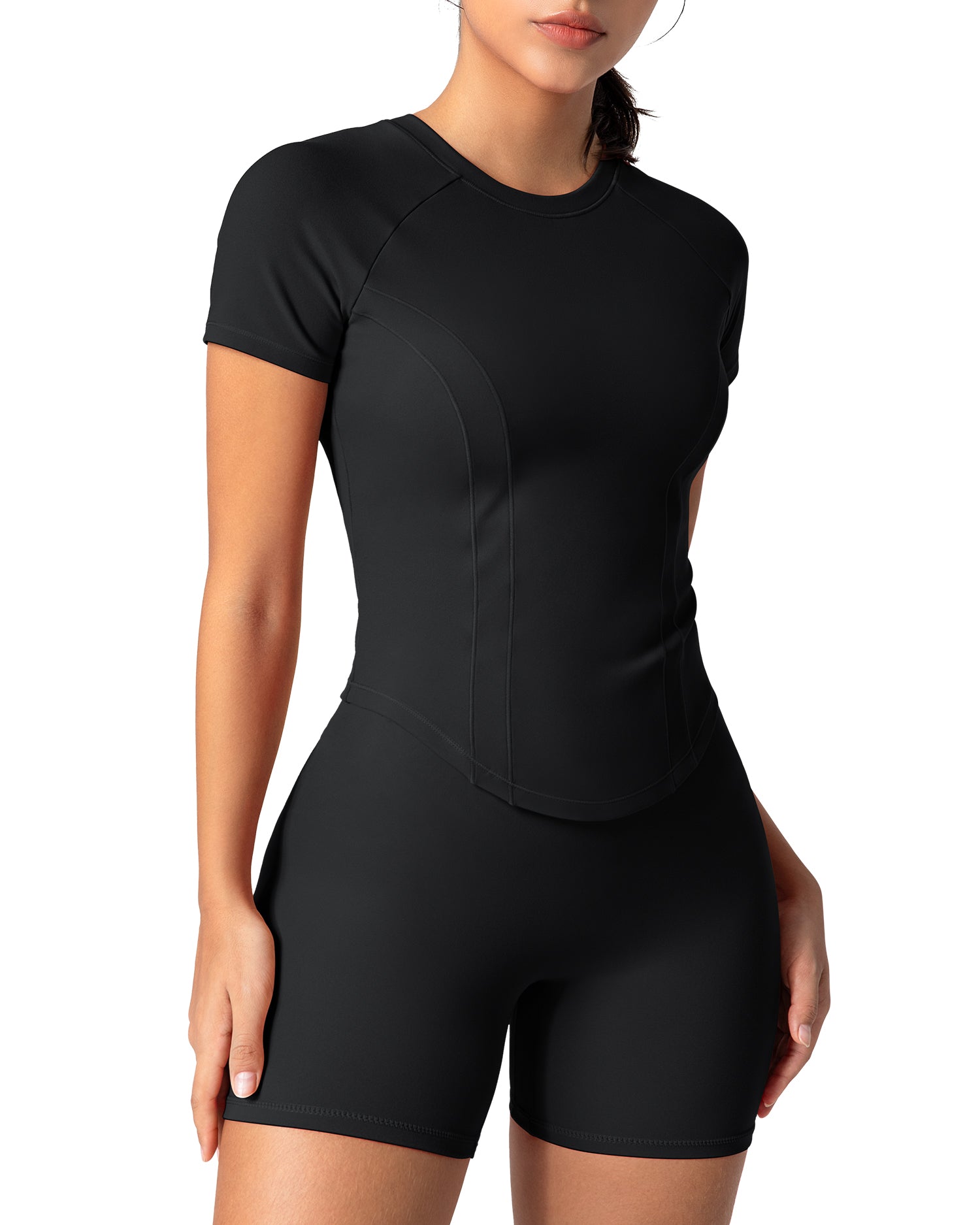 Bareluxe Short Sleeve Workout Crop Tops for Women T Shirt  261805