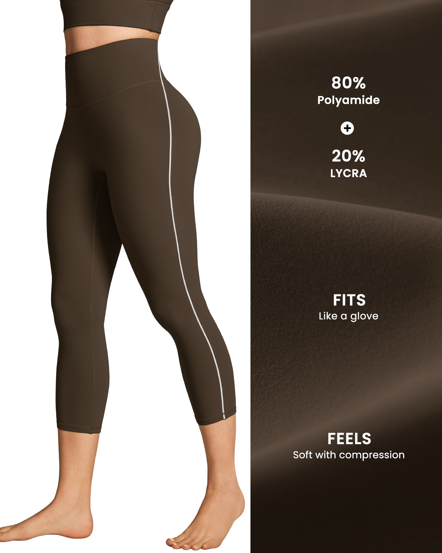 19"  Contrast Stitching Capri Leggings for Women 255804