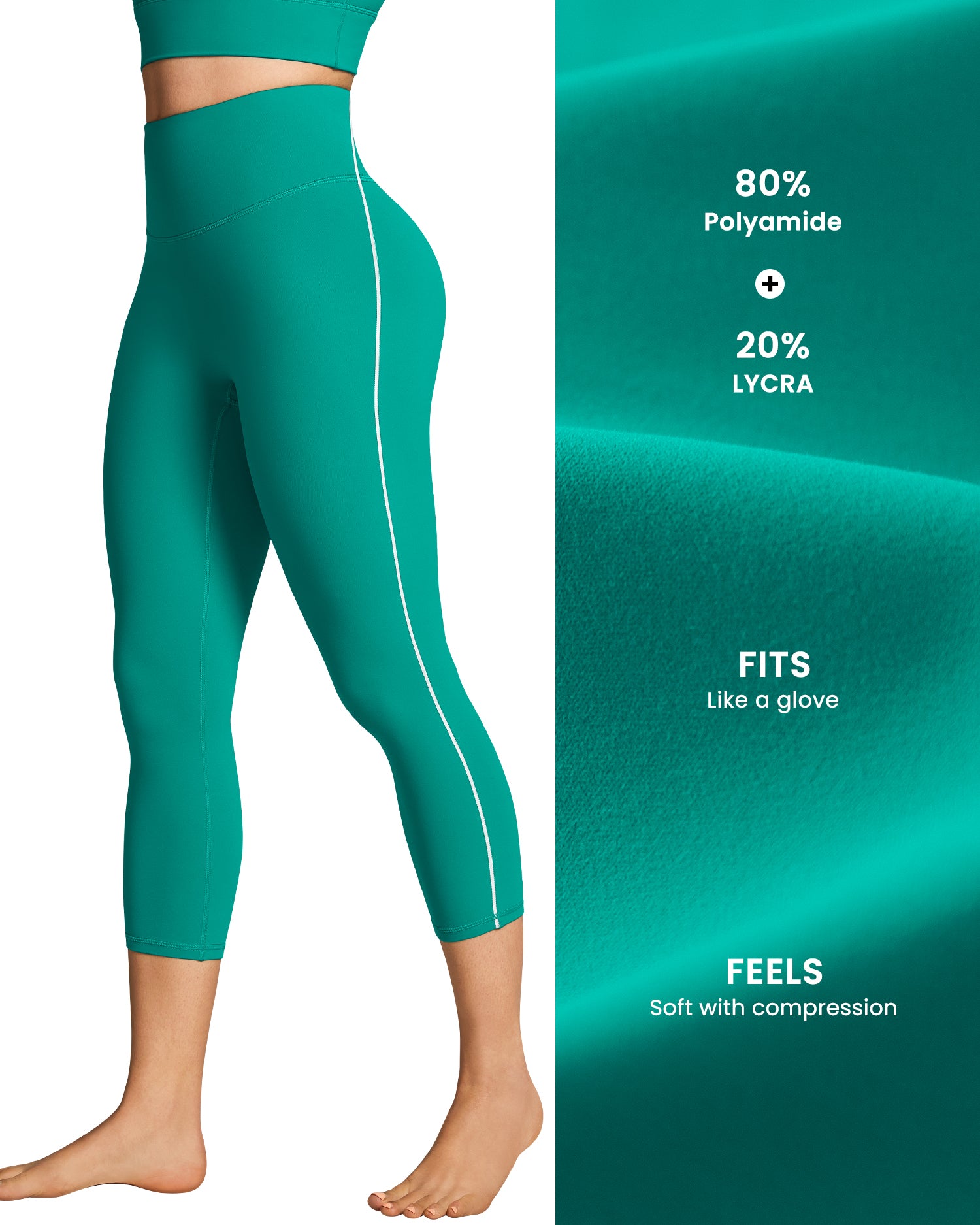 19"  Contrast Stitching Capri Leggings for Women 255804