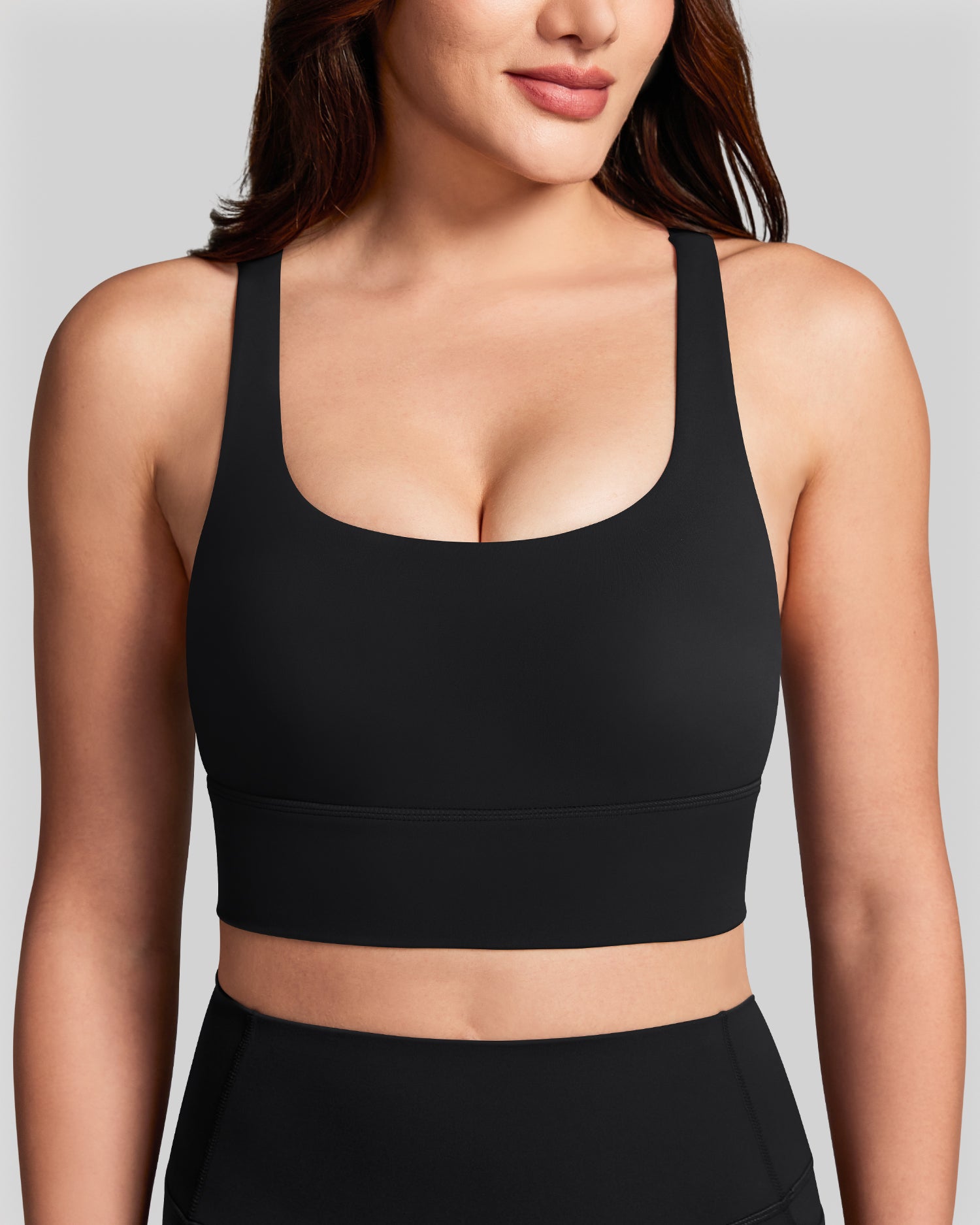 BareLuxe Sports Bras for Women Padded Strappy Longline Sports Bra 251508