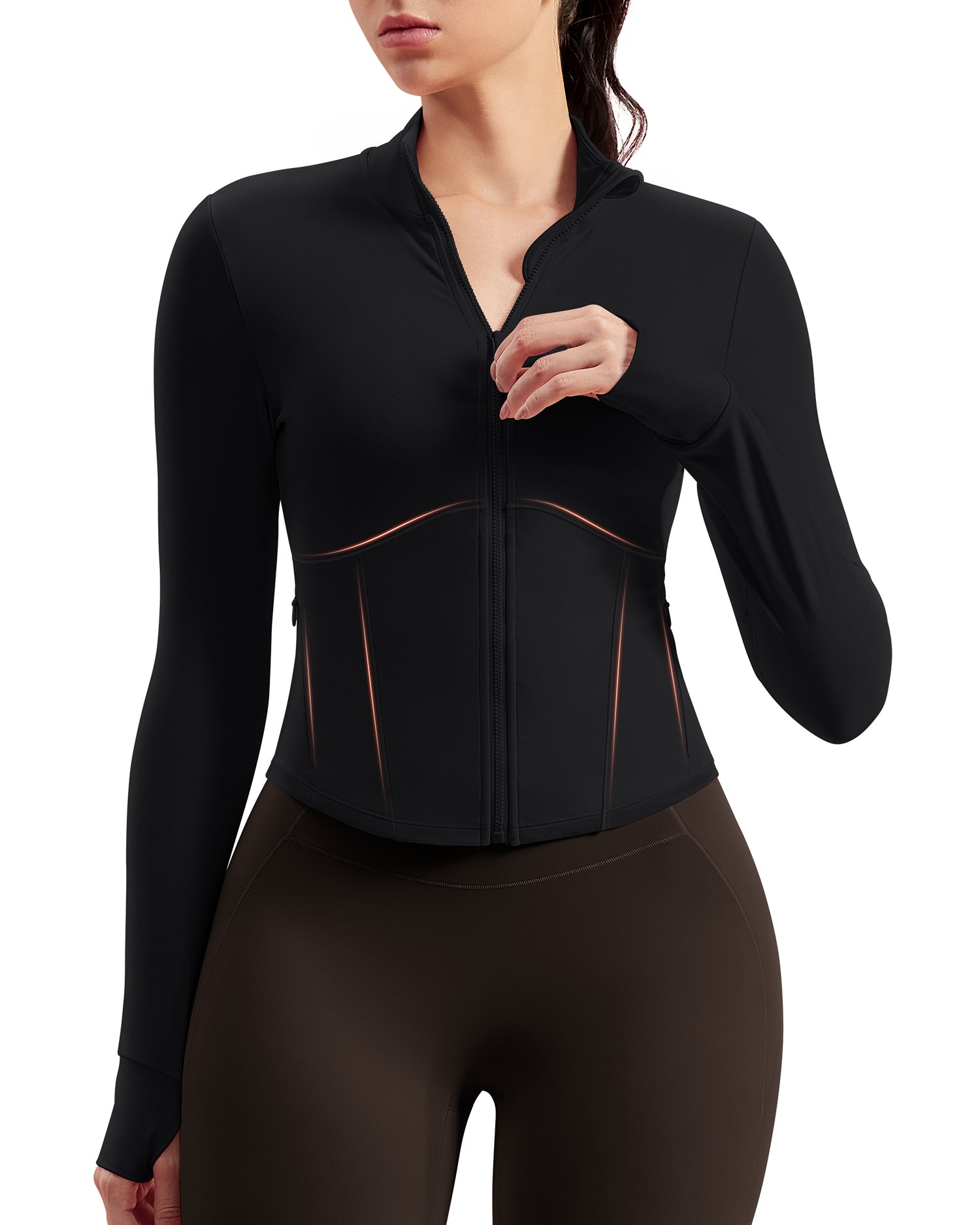 BareLuxe Corset BBL Jacket for Women Zip Up Waist-Length Cropped 254303