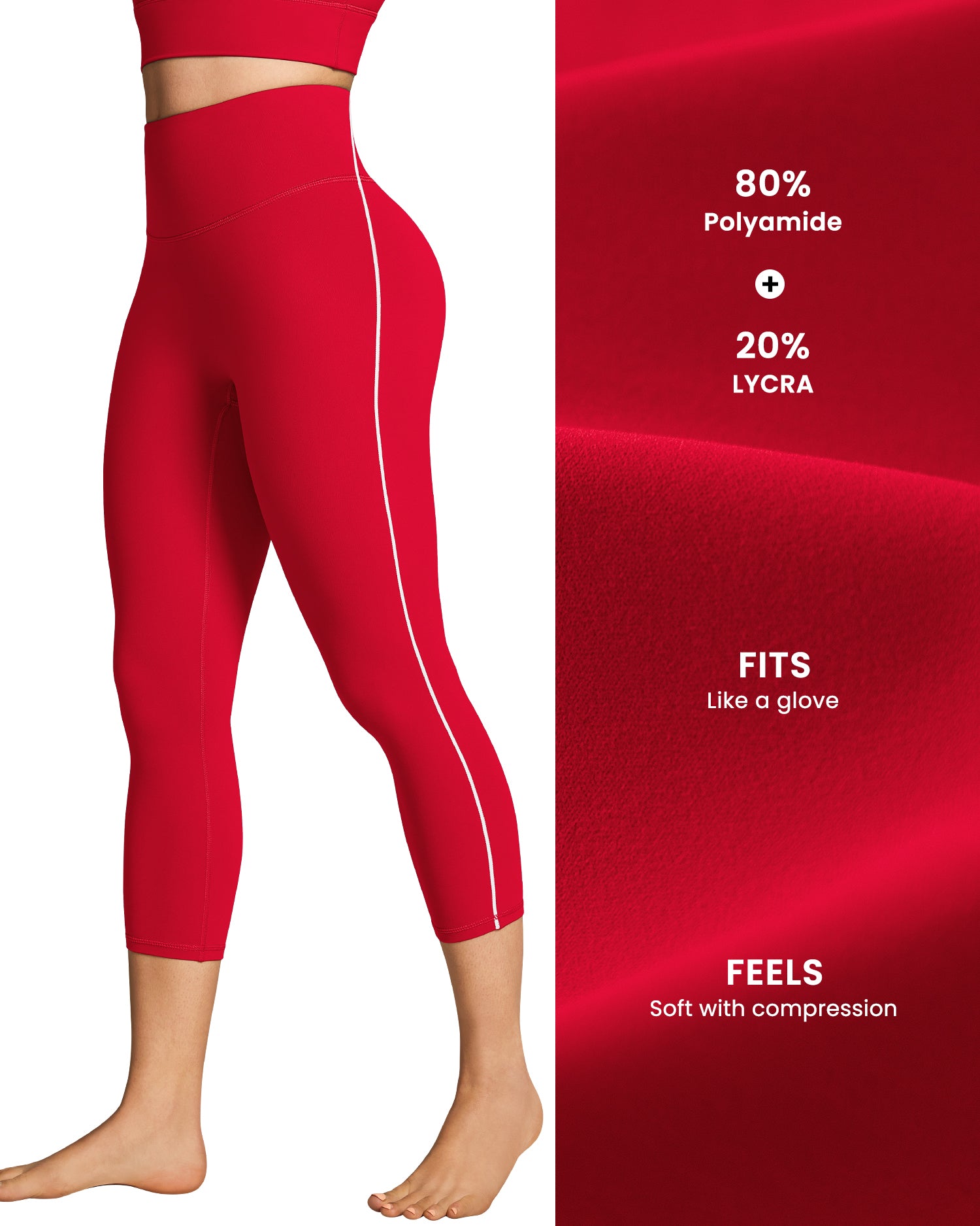 19"  Contrast Stitching Capri Leggings for Women 255804