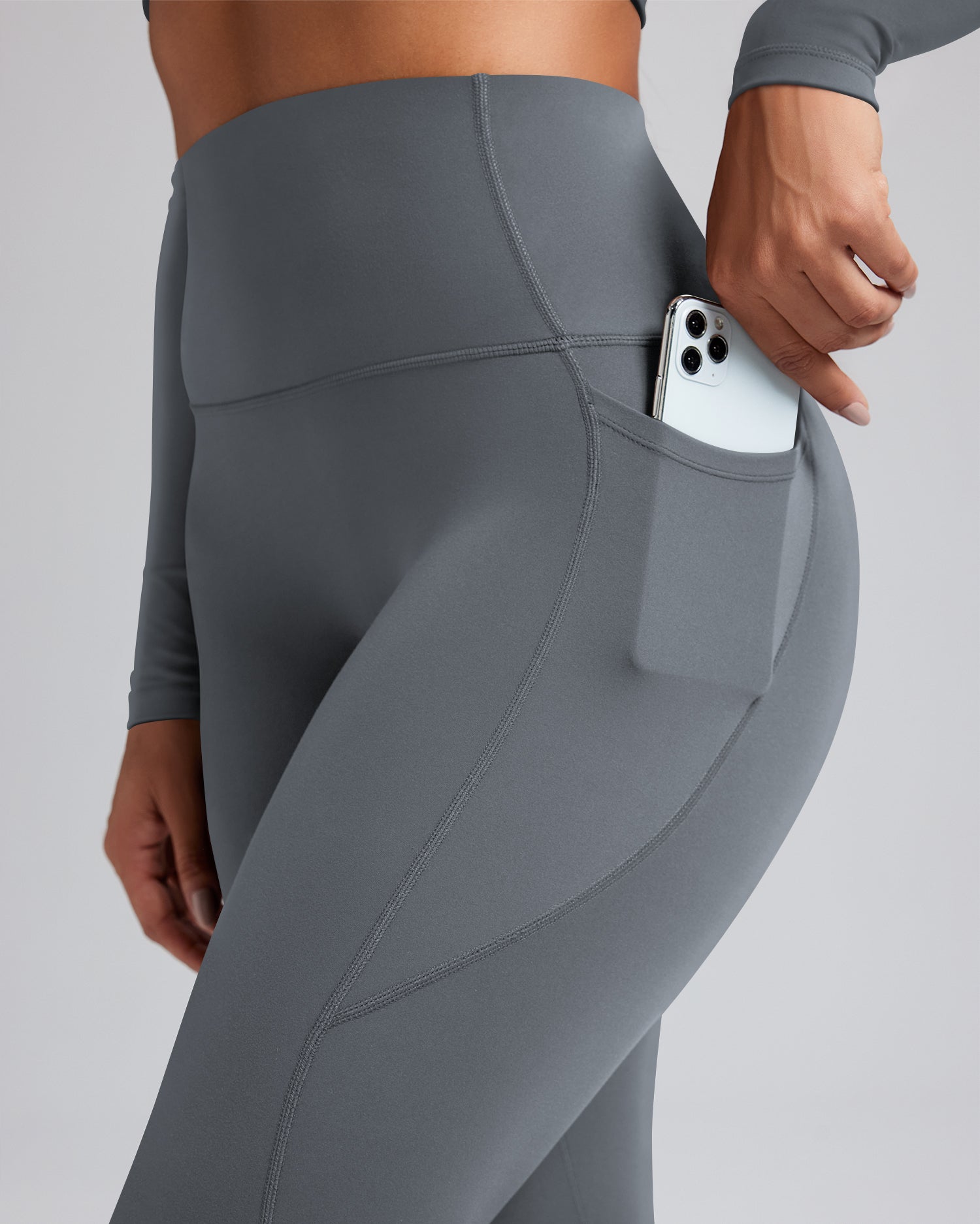 Fleece Lined Leggings for Women with Pockets No Front Seam High Waist 25" 257104