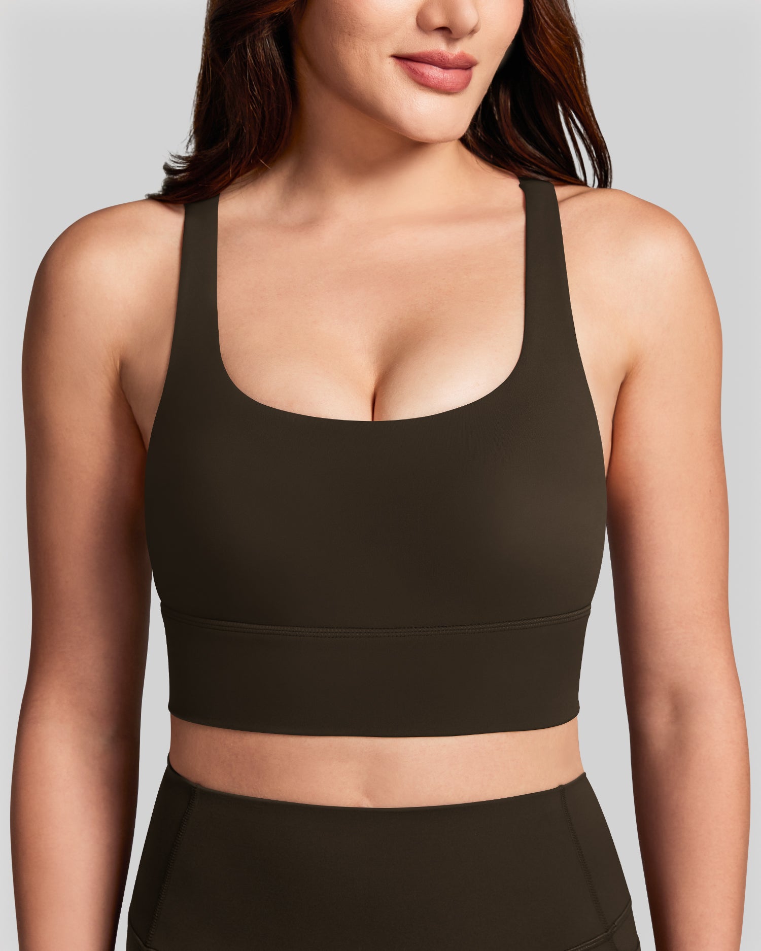 BareLuxe Sports Bras for Women Padded Strappy Longline Sports Bra 251508