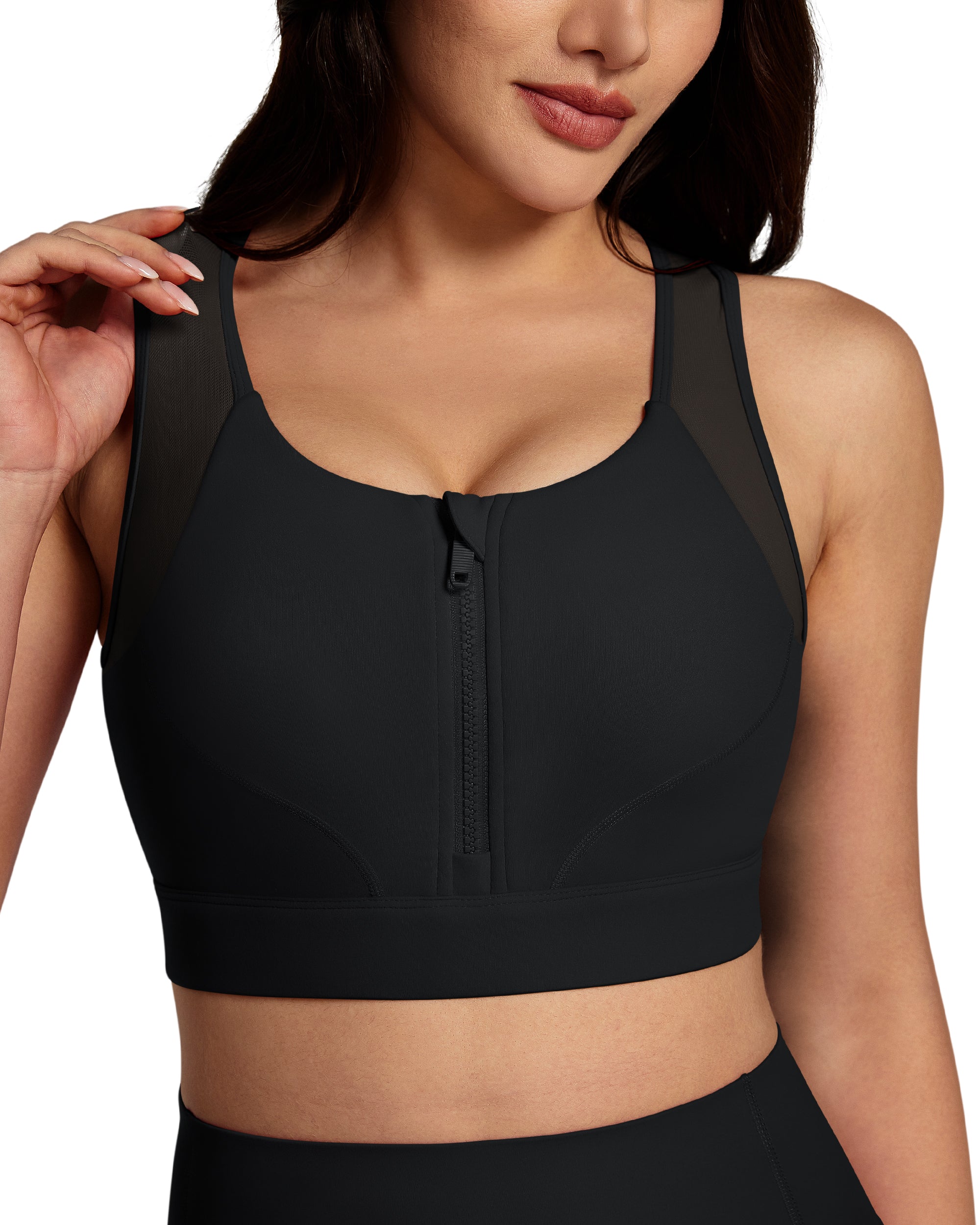 BareLuxe Medium Support Front Zipper Sports Bra  252208