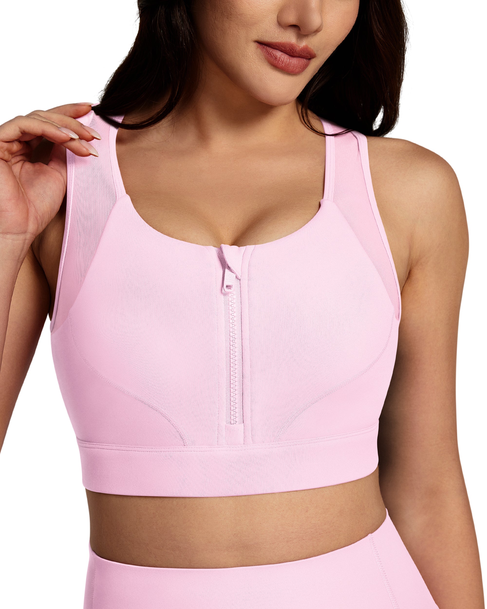 BareLuxe Medium Support Front Zipper Sports Bra  252208