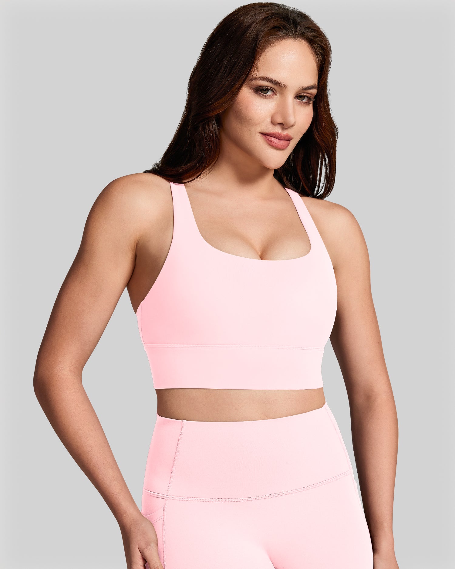 BareLuxe Sports Bras for Women Padded Strappy Longline Sports Bra 251508