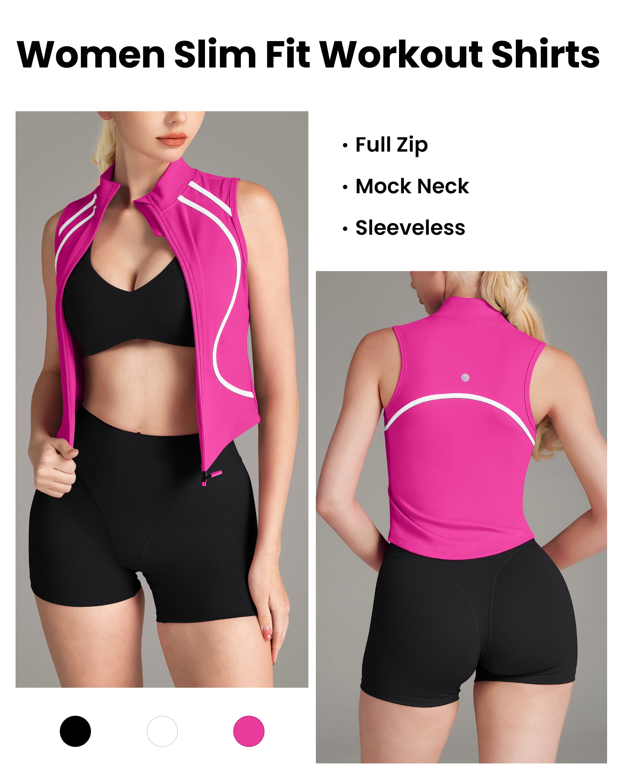 The New Curve-Defining Silhouette Sleeveless Jacket Zip up Workout top-241403