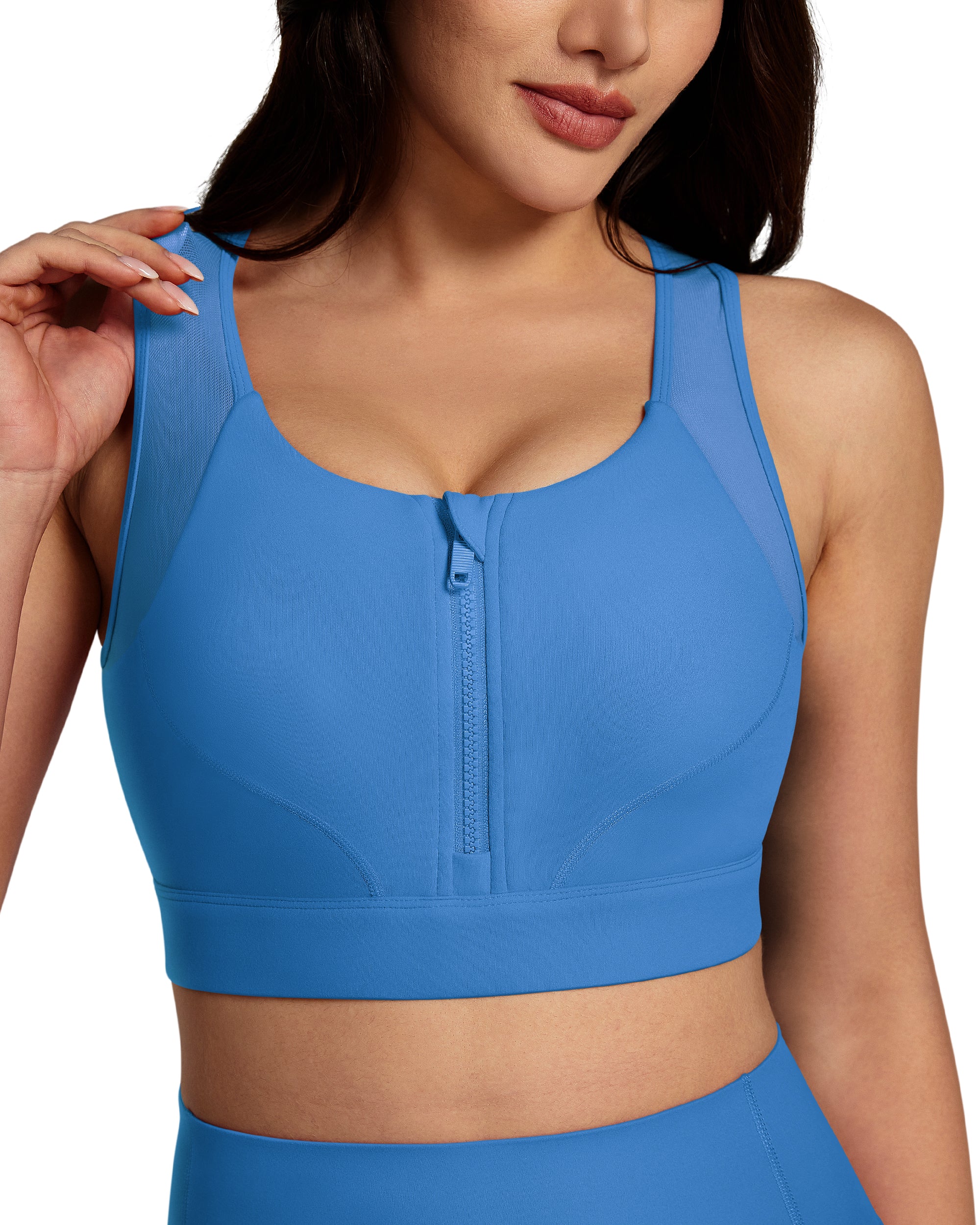 BareLuxe Medium Support Front Zipper Sports Bra  252208