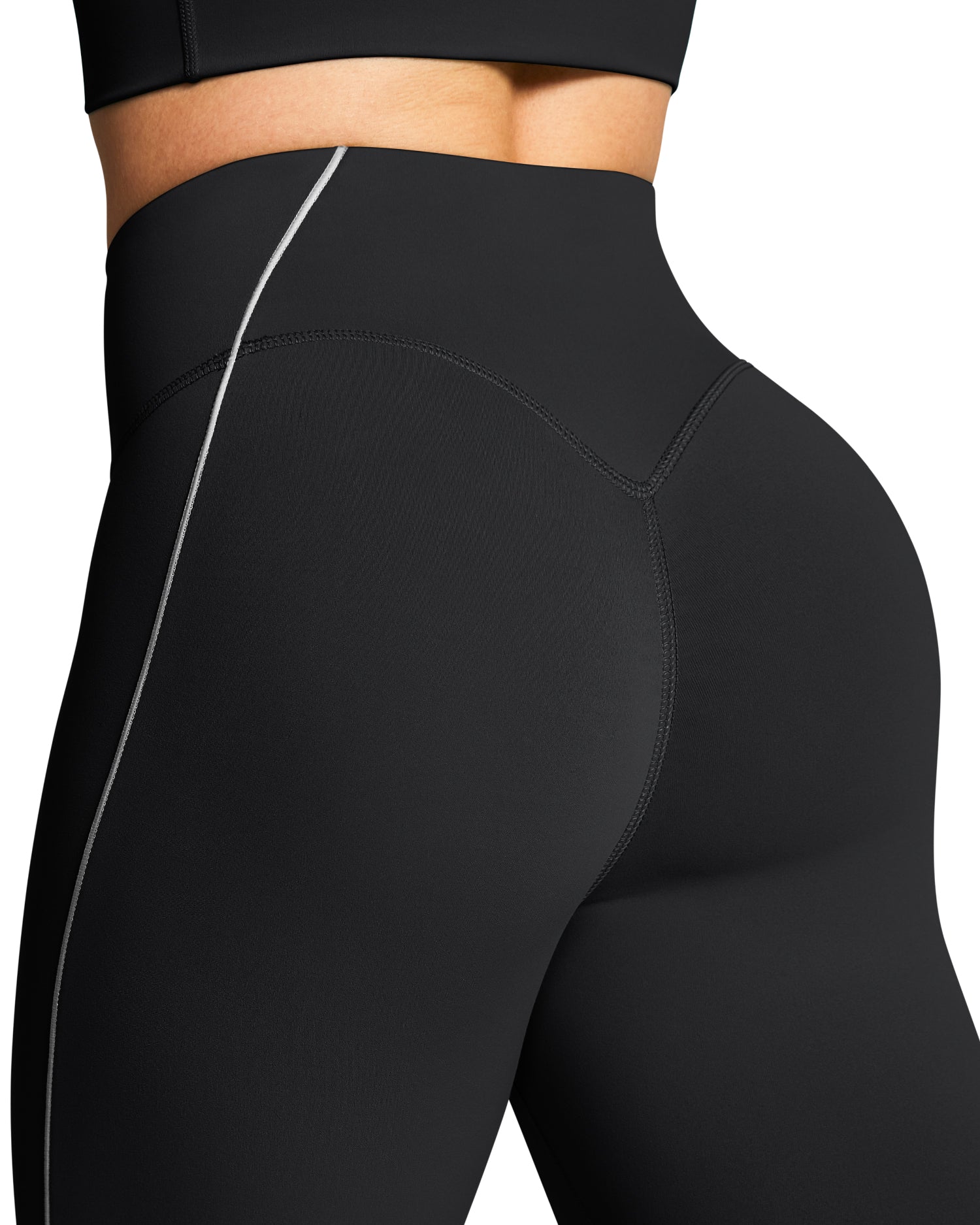 19"  Contrast Stitching Capri Leggings for Women 255804