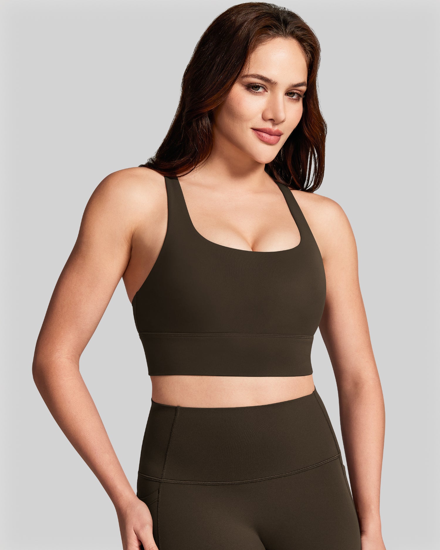 BareLuxe Sports Bras for Women Padded Strappy Longline Sports Bra 251508