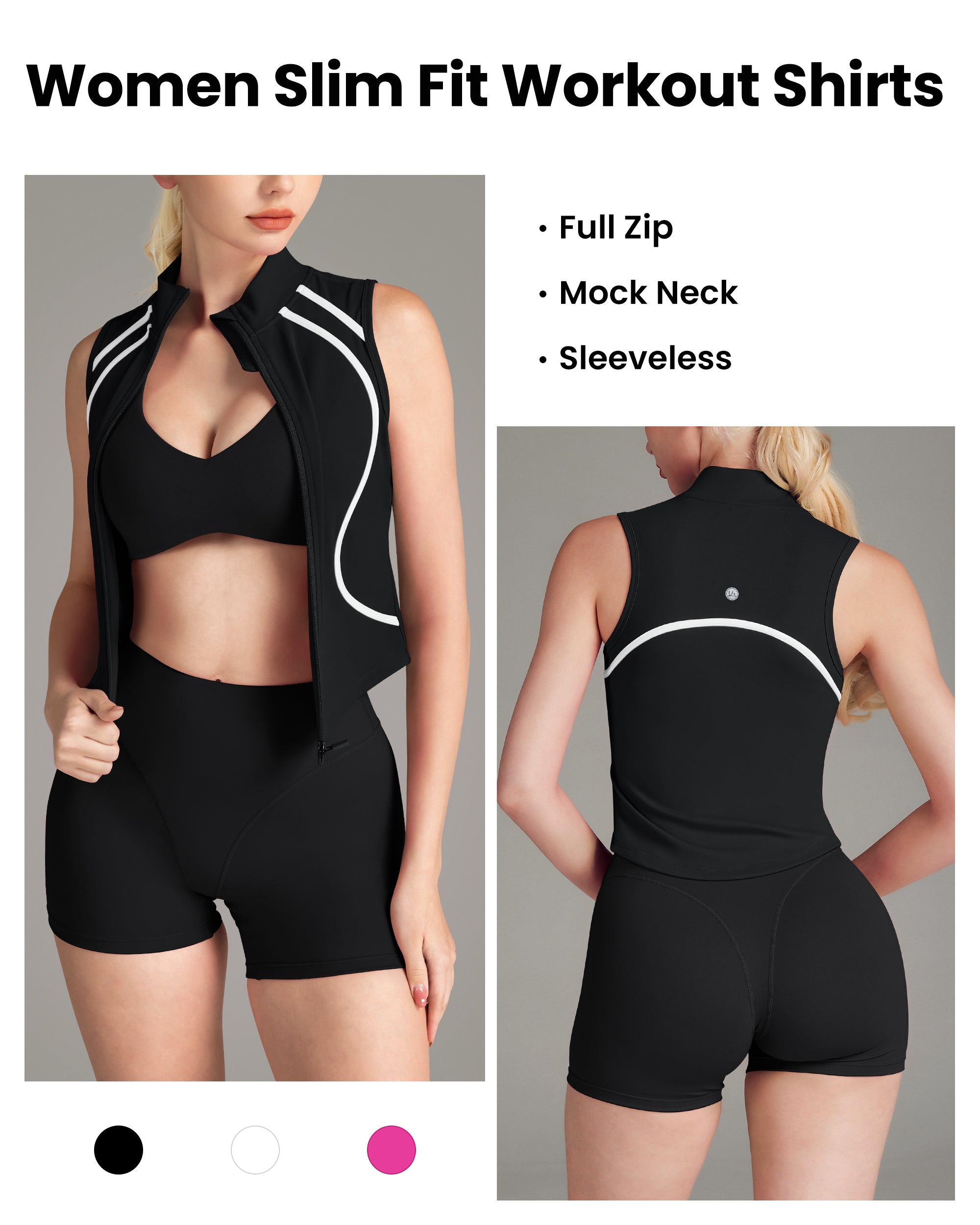 The New Curve-Defining Silhouette Sleeveless Jacket Zip up Workout top-241403