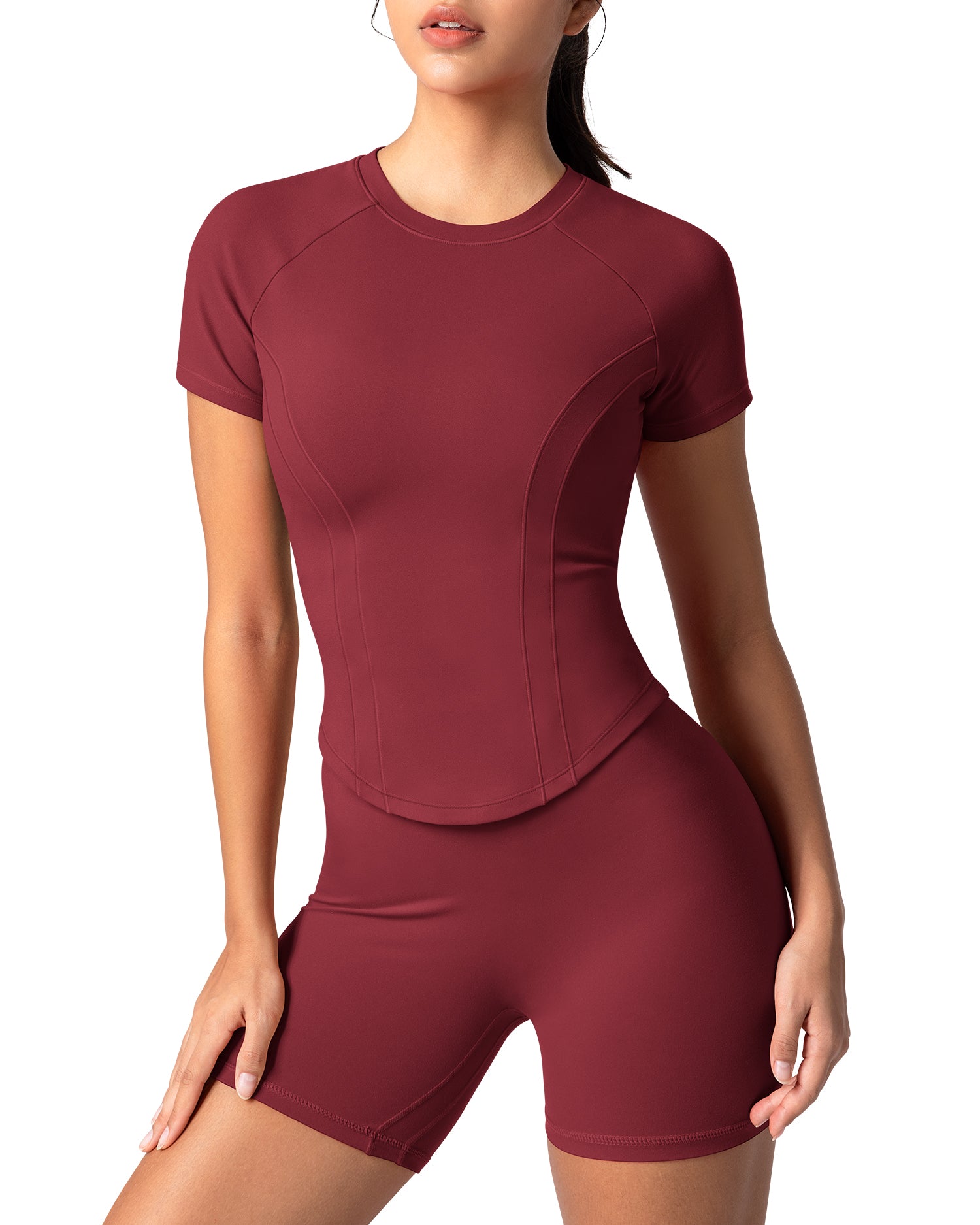 Bareluxe Short Sleeve Workout Crop Tops for Women T Shirt  261805