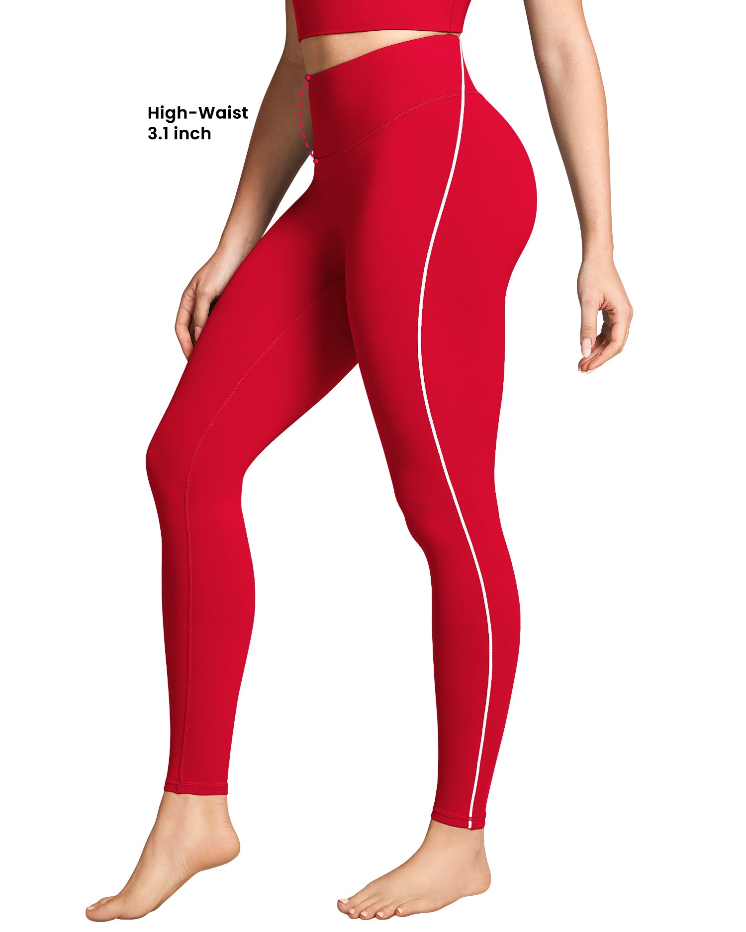 Contrast Stitching Waisted Leggings for Women 254004