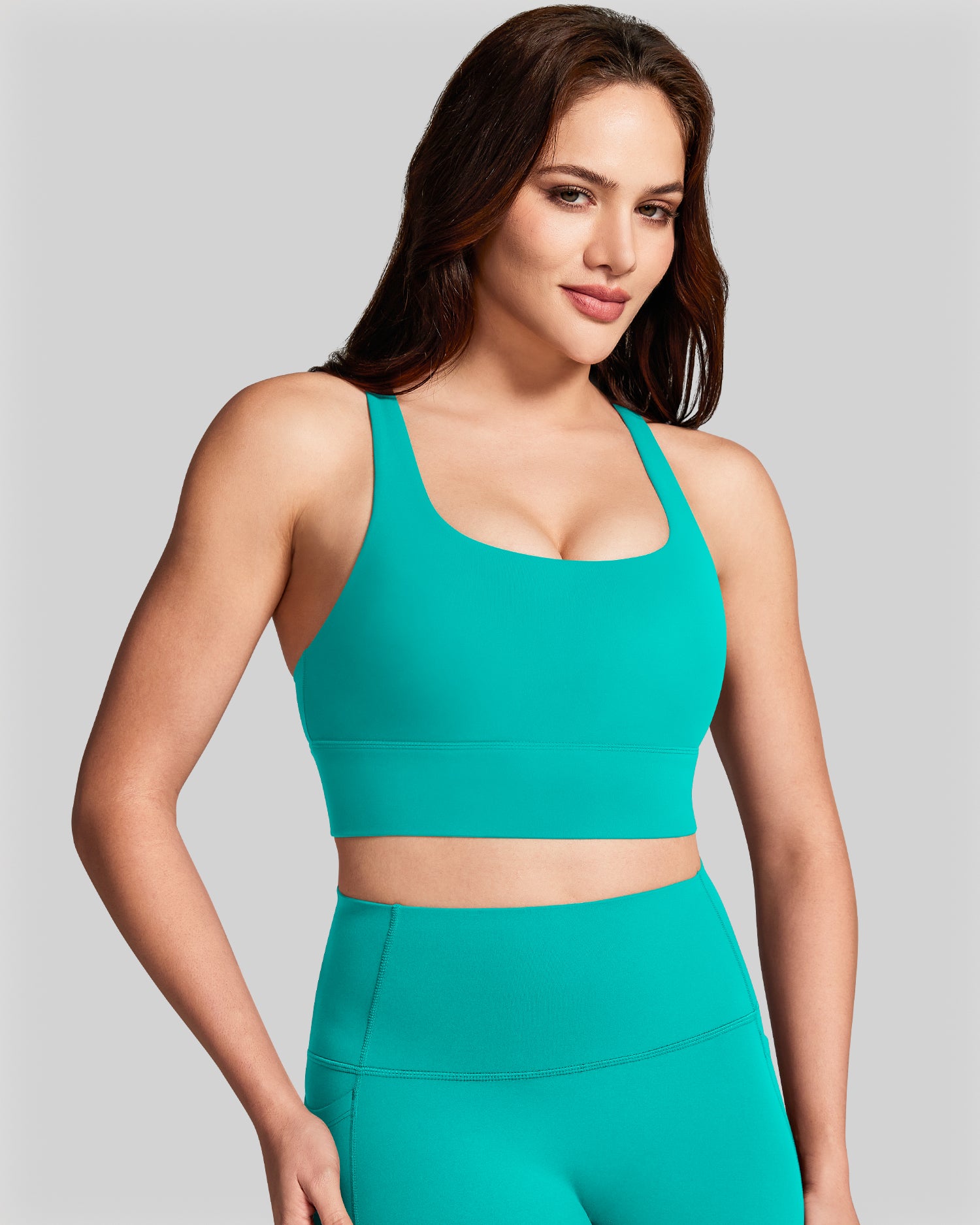 BareLuxe Sports Bras for Women Padded Strappy Longline Sports Bra 251508