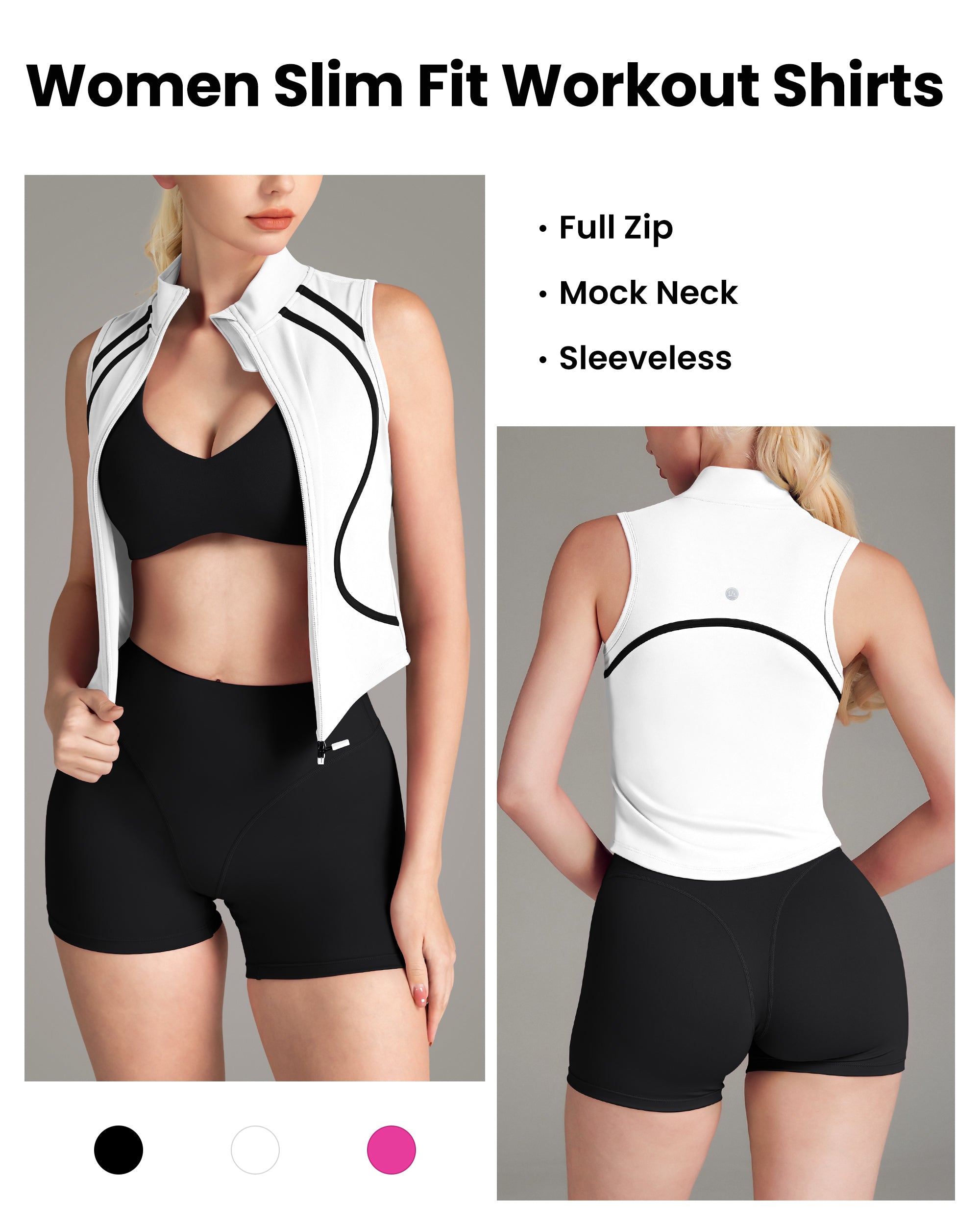 The New Curve-Defining Silhouette Sleeveless Jacket Zip up Workout top-241403