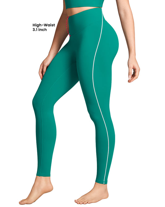 Contrast Stitching Waisted Leggings for Women 254004